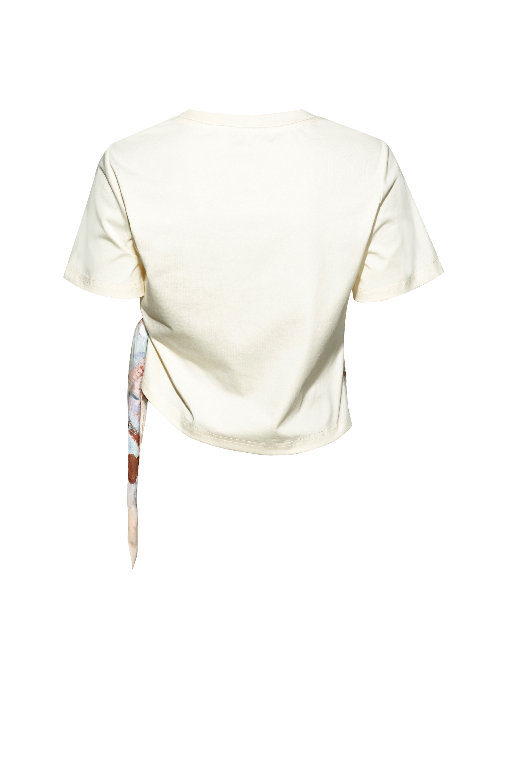 Scarf Print Patchwork Short-sleeve T-shirt-LYONSENS
