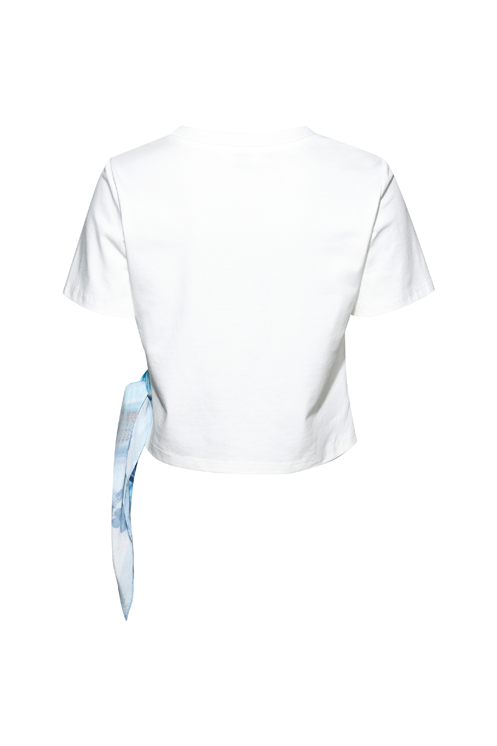 Scarf Print Patchwork Short-sleeve T-shirt-LYONSENS