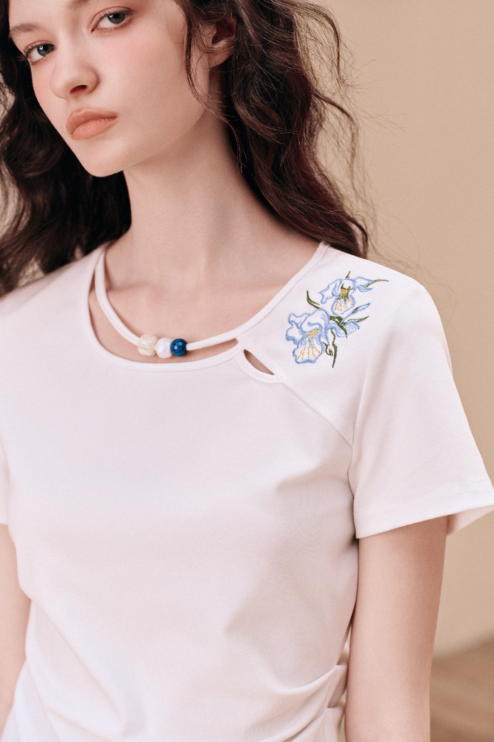 Embroidered Irregular Hem Top