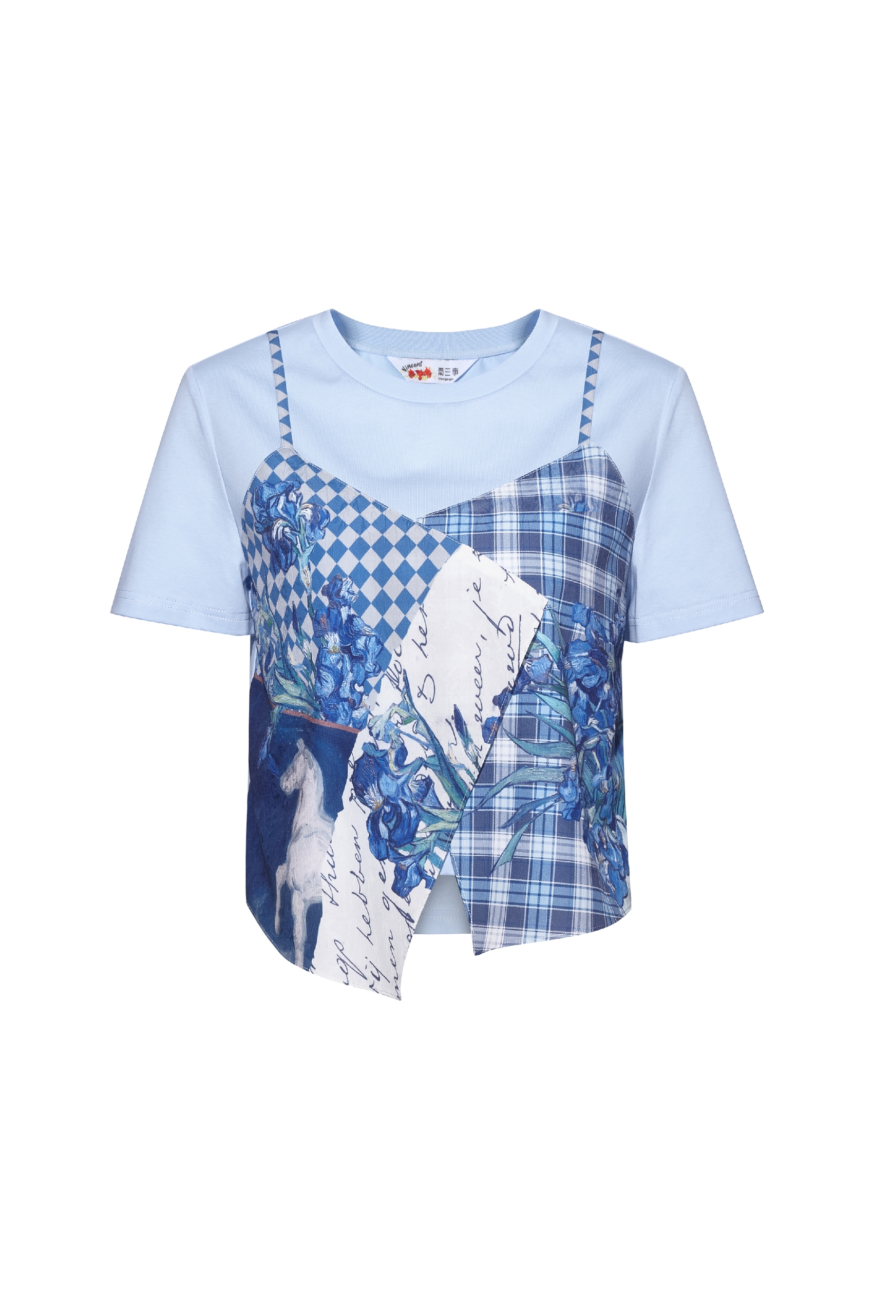 Patchwork Print Short-sleeve Top