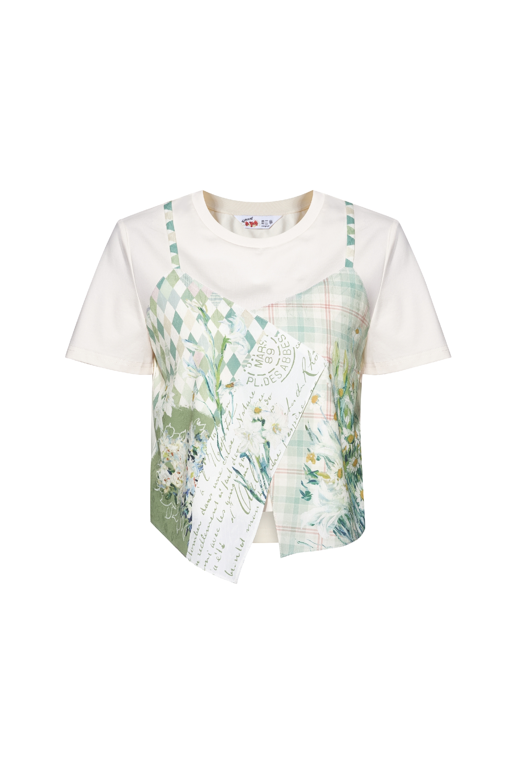 Patchwork Print Short-sleeve Top