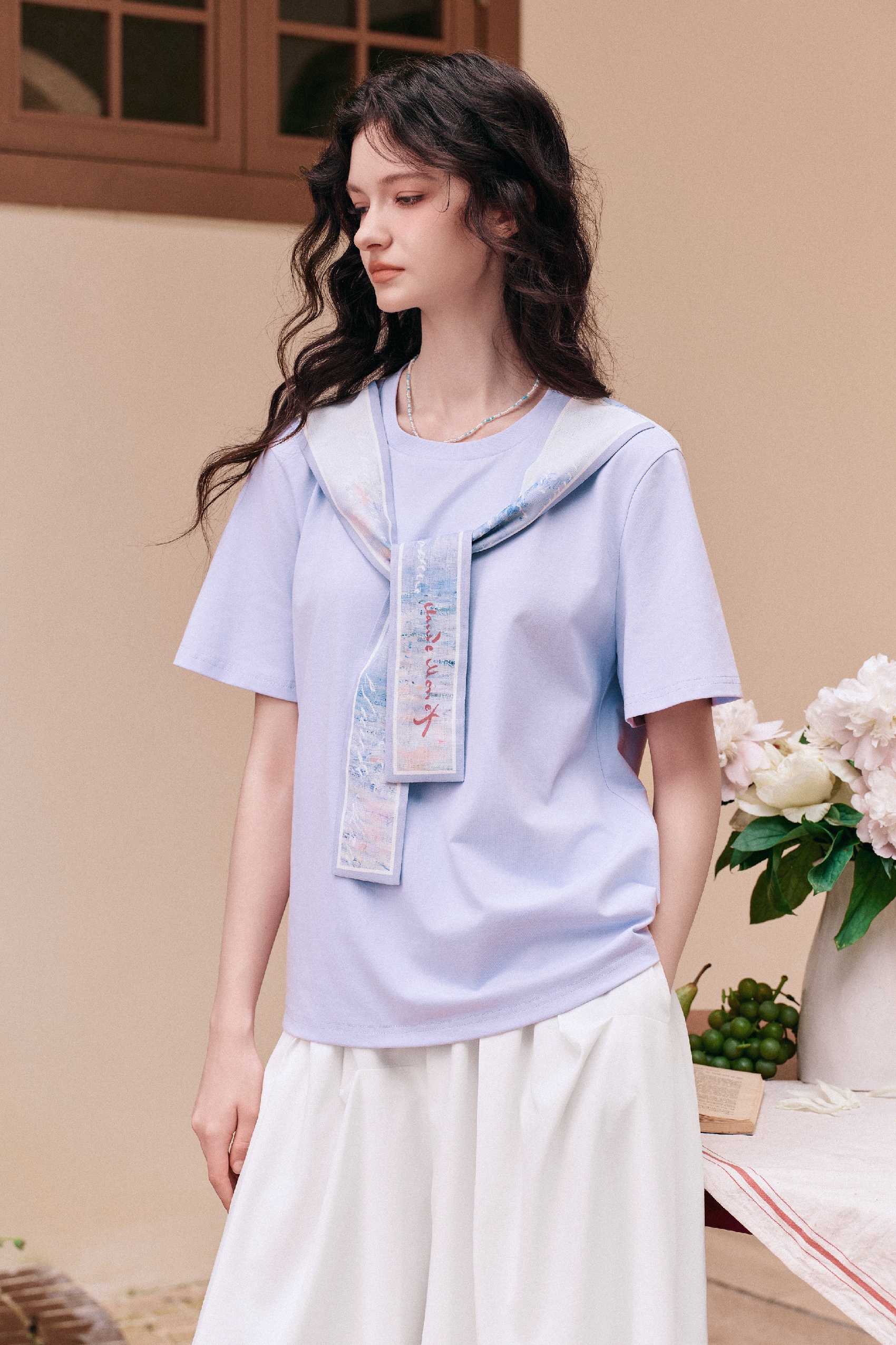 Preppy Scarf-collar Casual Top