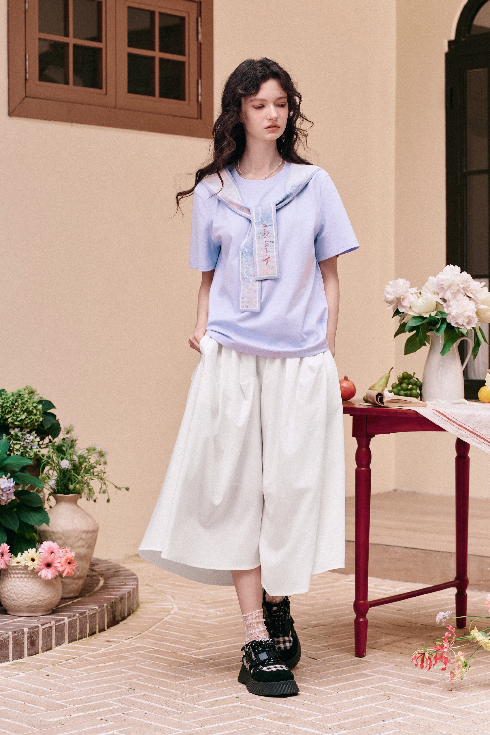 Preppy Scarf-collar Casual Top