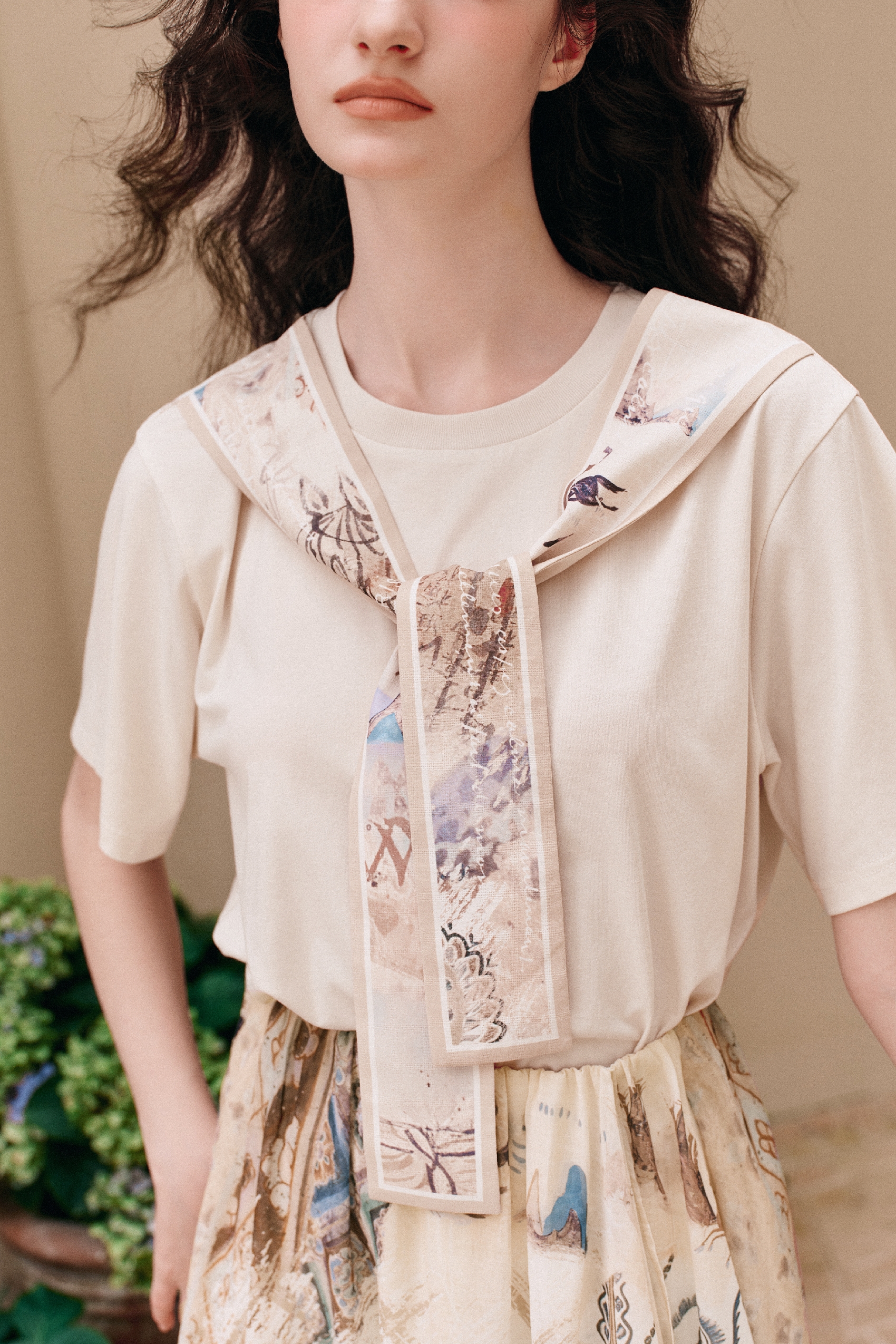 Preppy Scarf-collar Casual Top