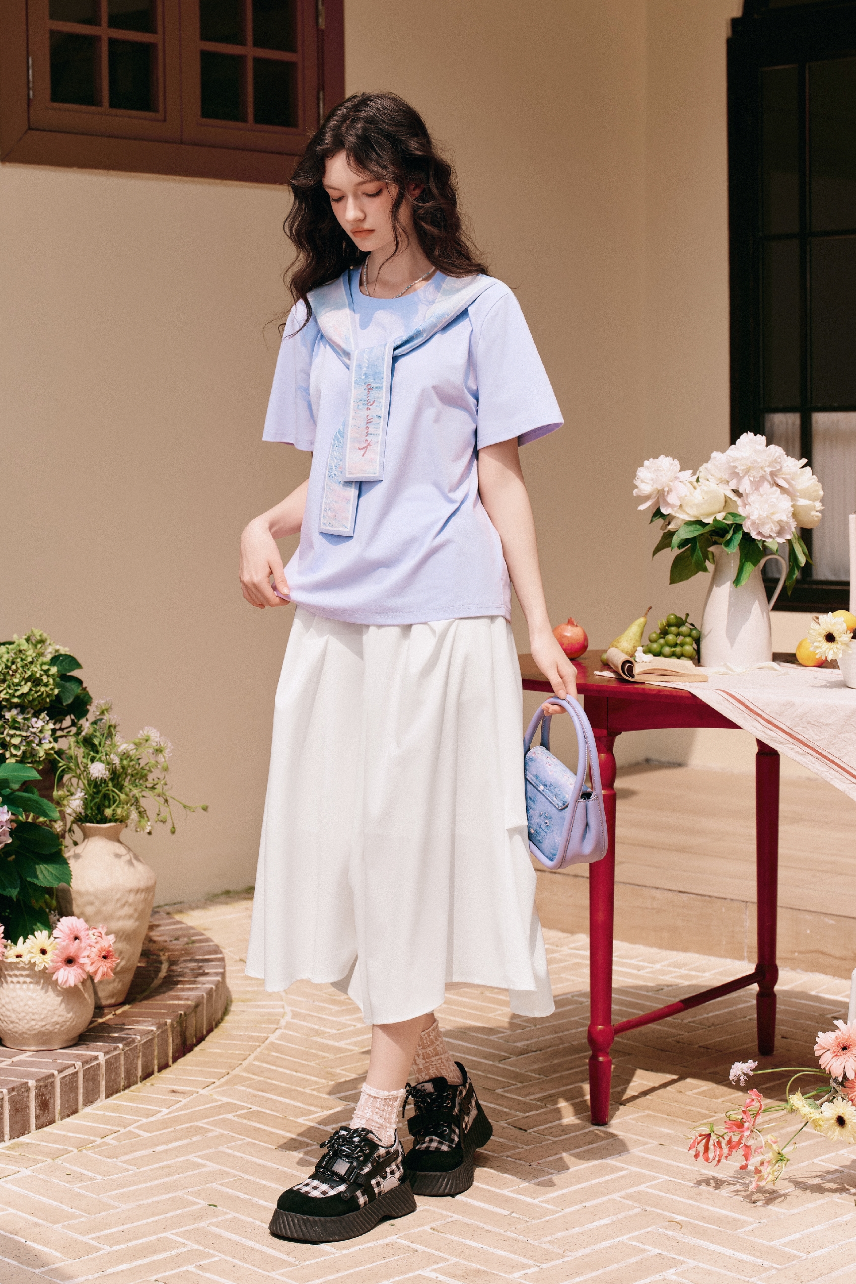 Preppy Scarf-collar Casual Top