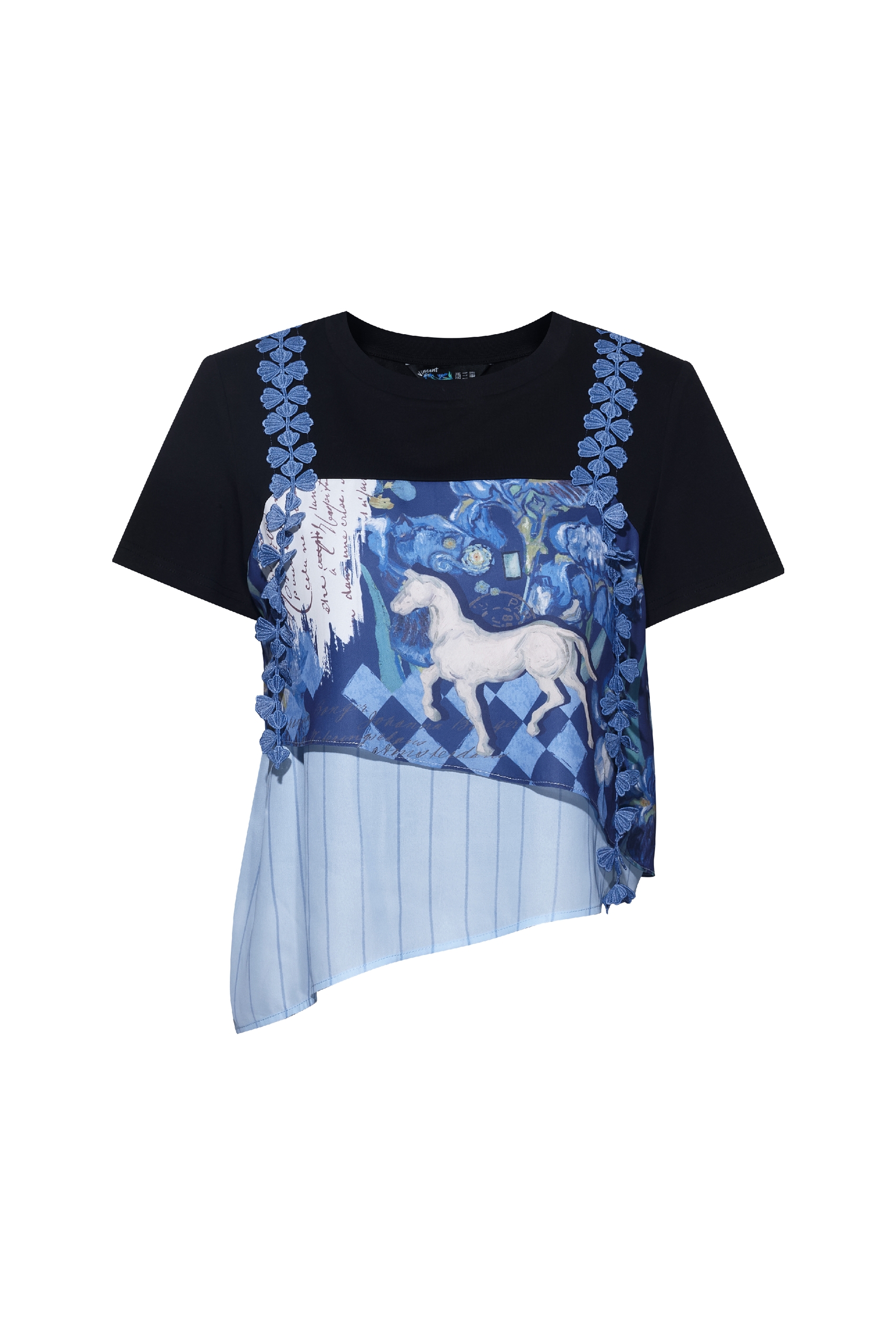 Asymmetrical Printed Statement Top-LYONSENS