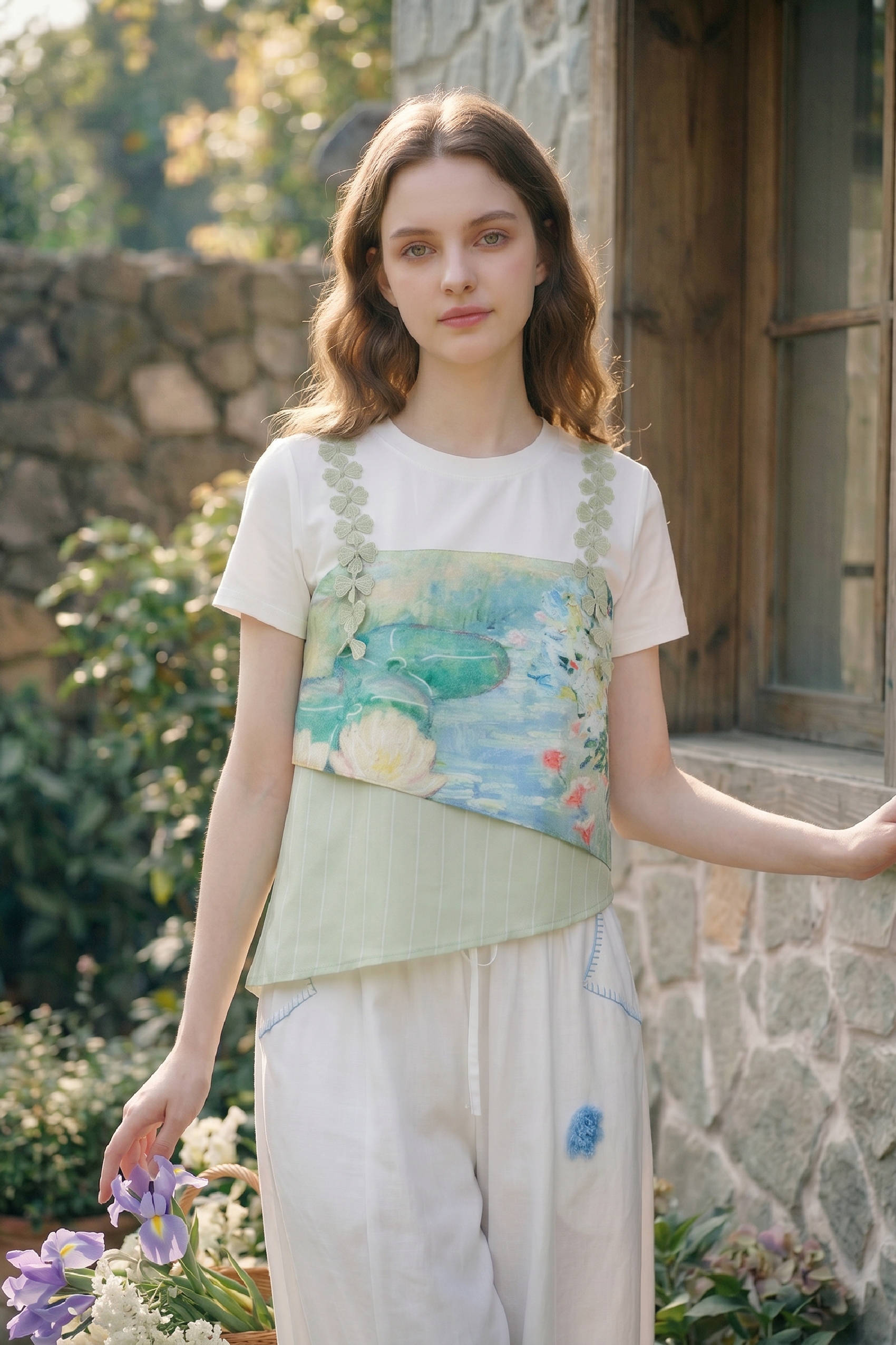 Asymmetrical Printed Statement Top-LYONSENS