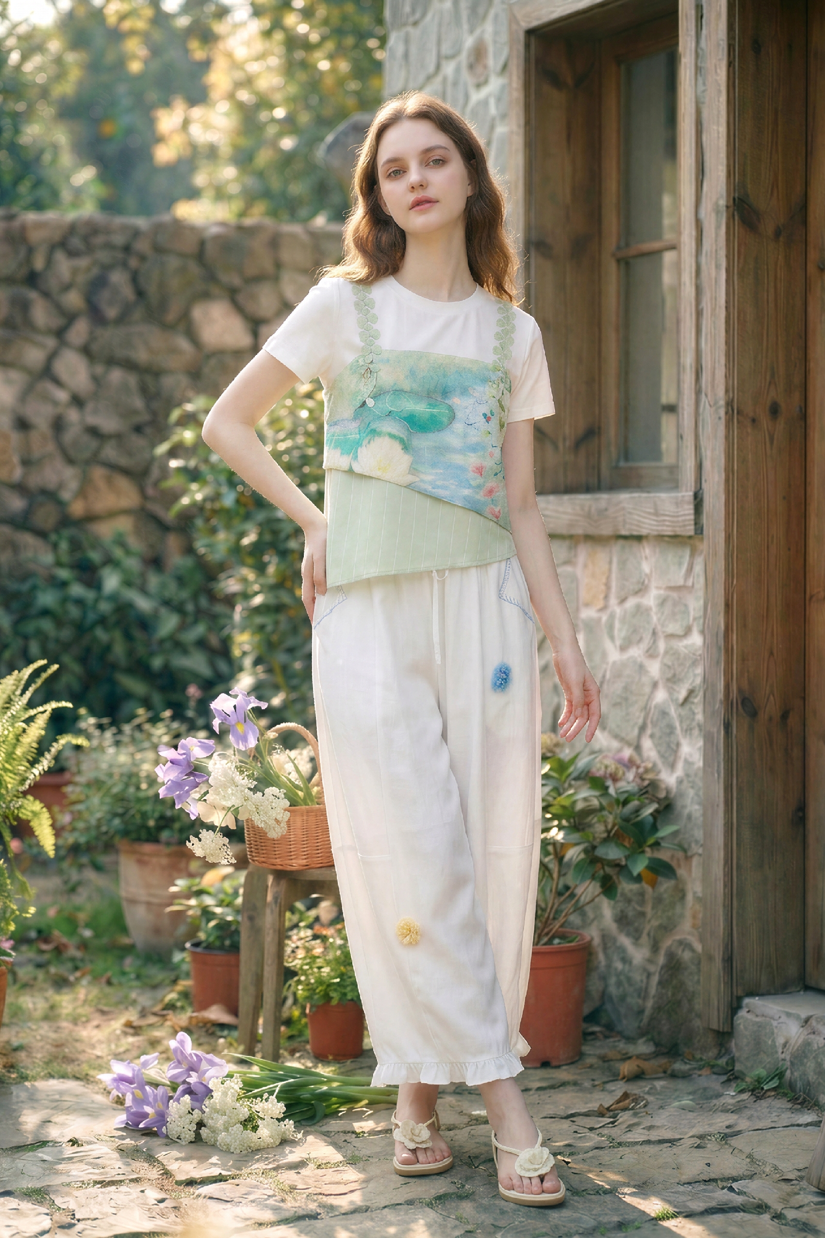 Asymmetrical Printed Statement Top-LYONSENS