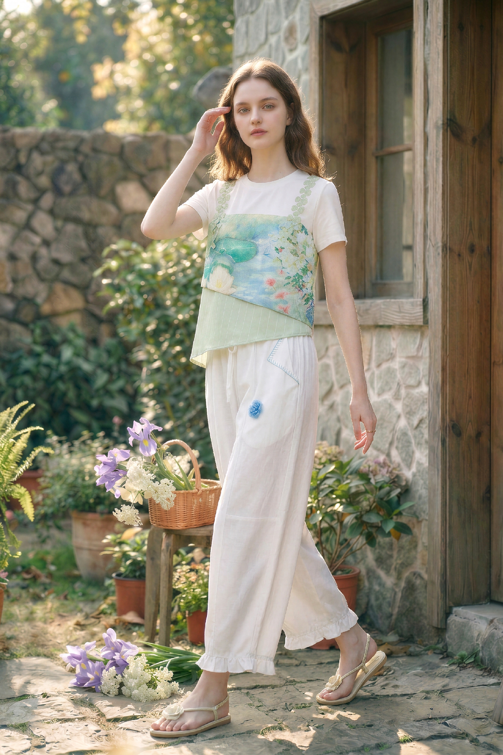 Asymmetrical Printed Statement Top-LYONSENS