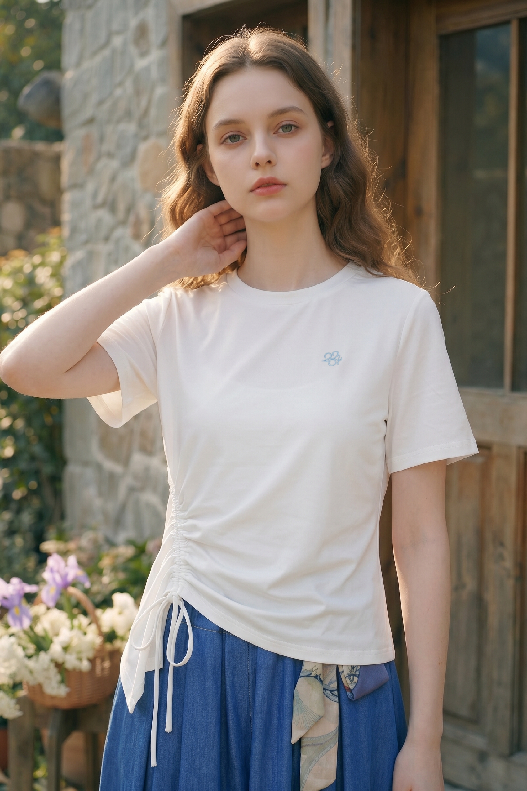 Slim-fit Drawstring Casual T-shirt