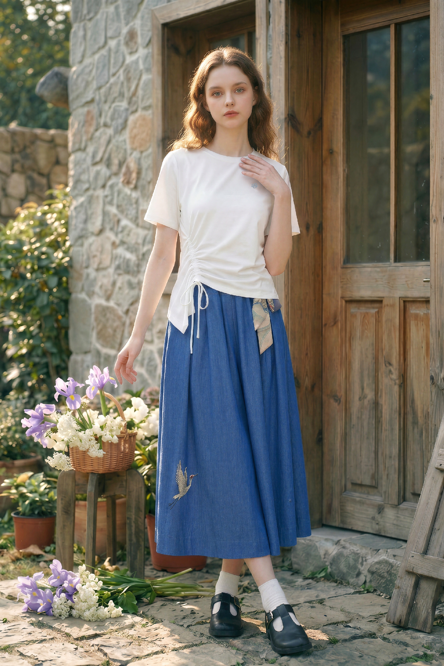 Slim-fit Drawstring Casual T-shirt