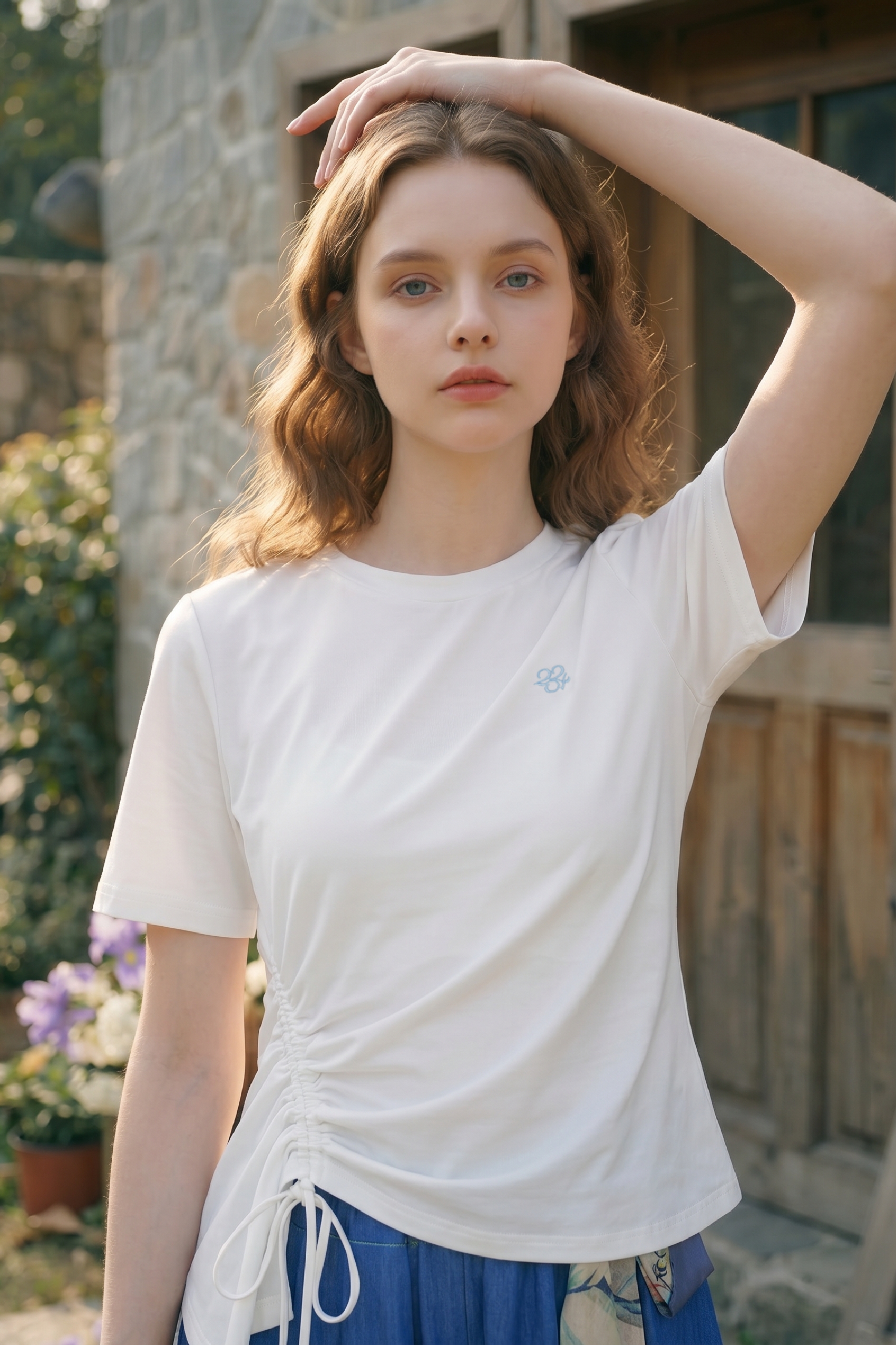 Slim-fit Drawstring Casual T-shirt