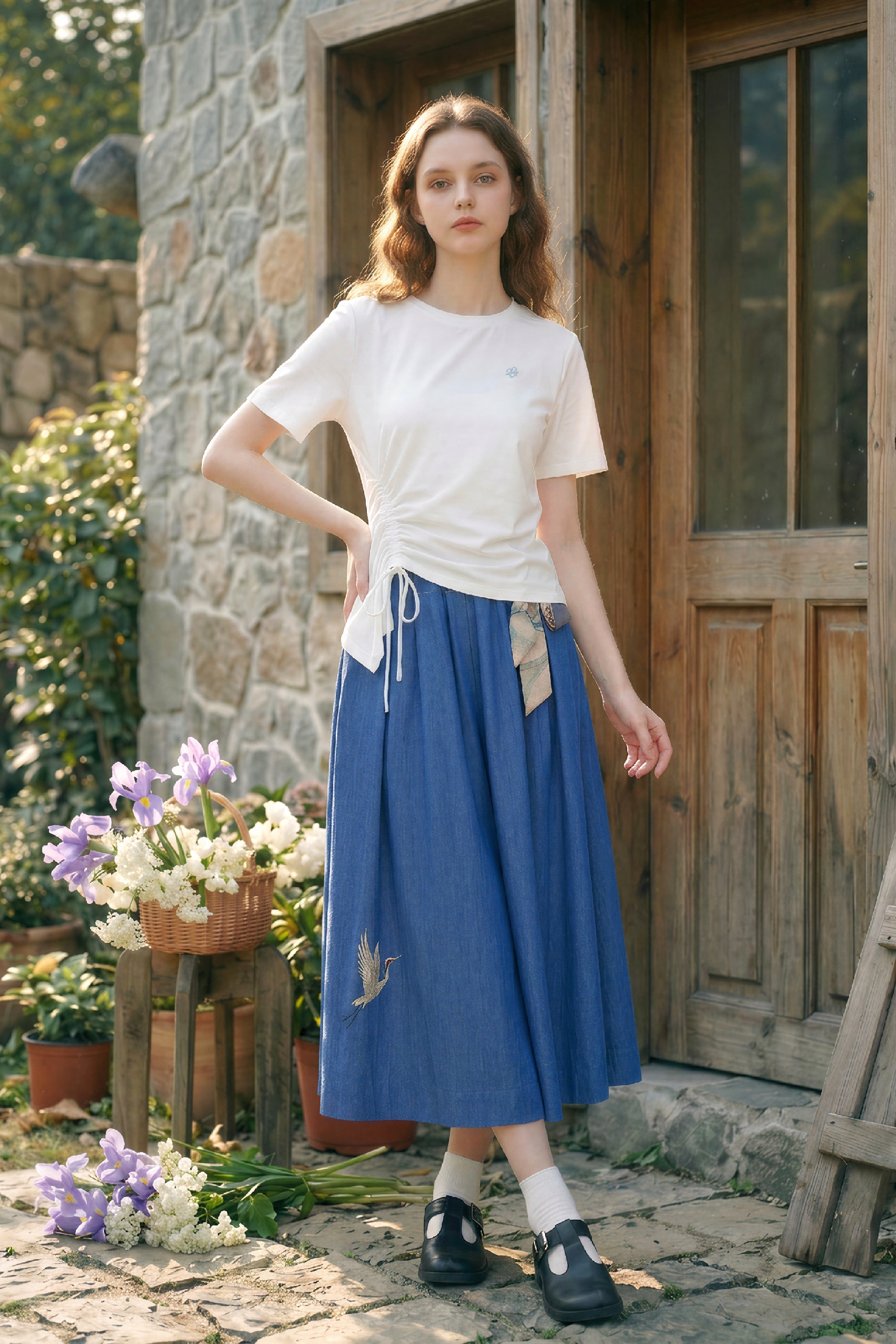 Slim-fit Drawstring Casual T-shirt