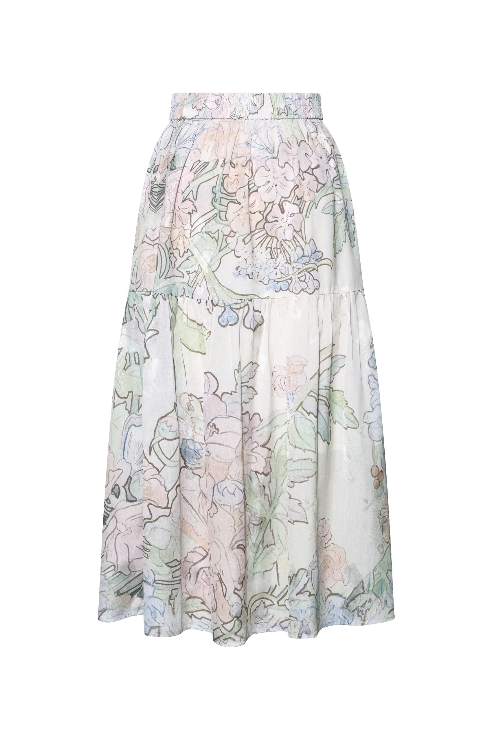 Lapel Top and Floral Skirt Set