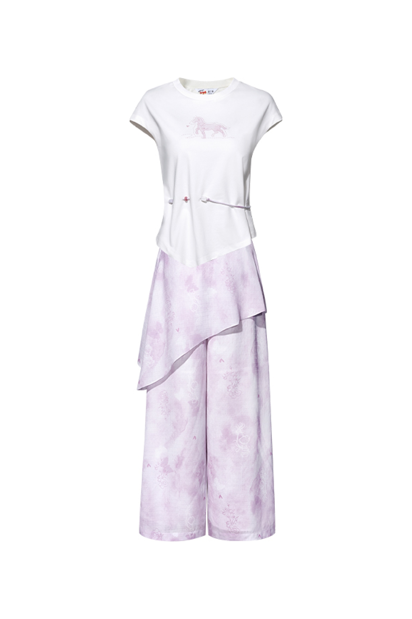 White Top and Pink Pants Set