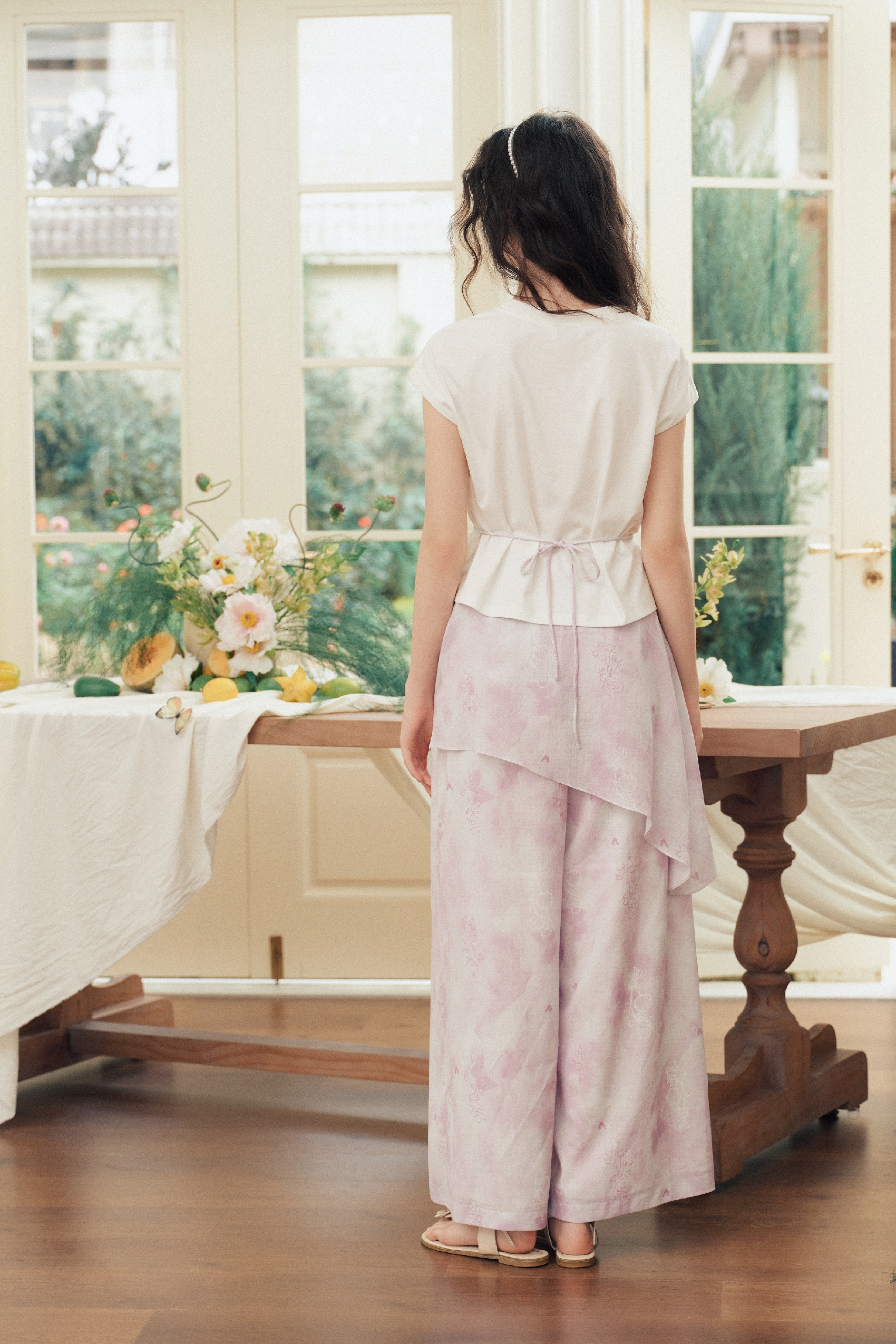 White Top and Pink Pants Set