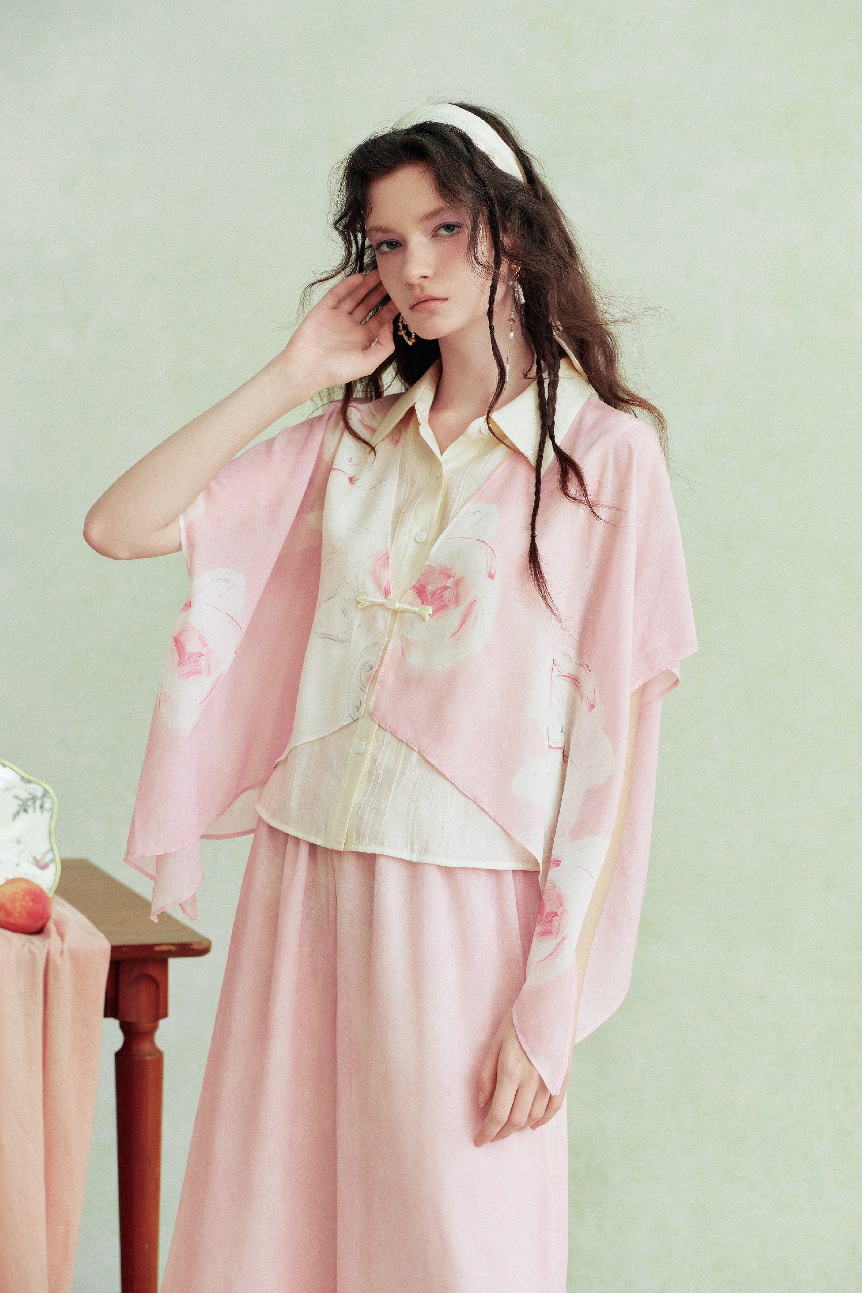 Printed Top and Pink Pants Set