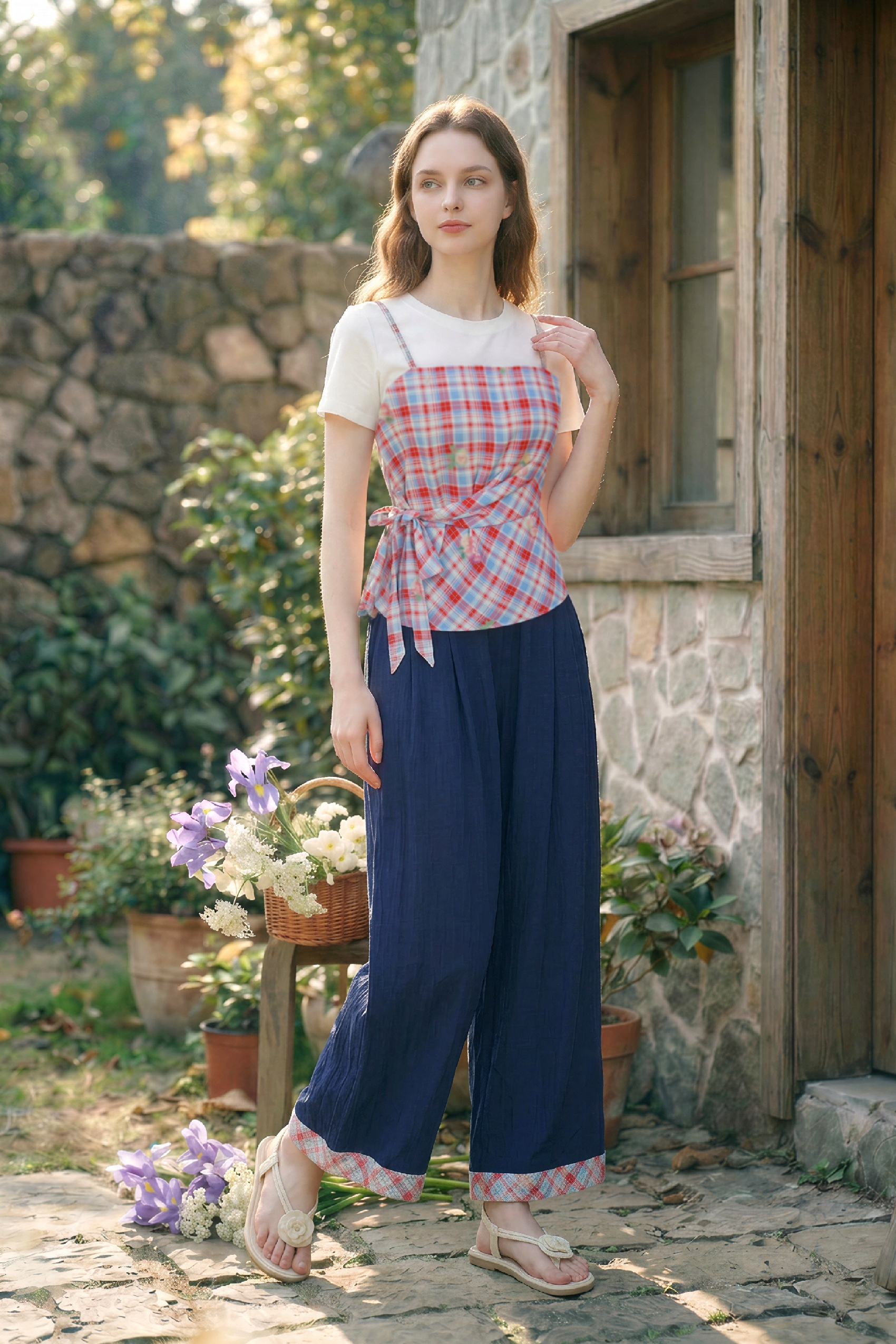 Preppy Printed Two-piece Set