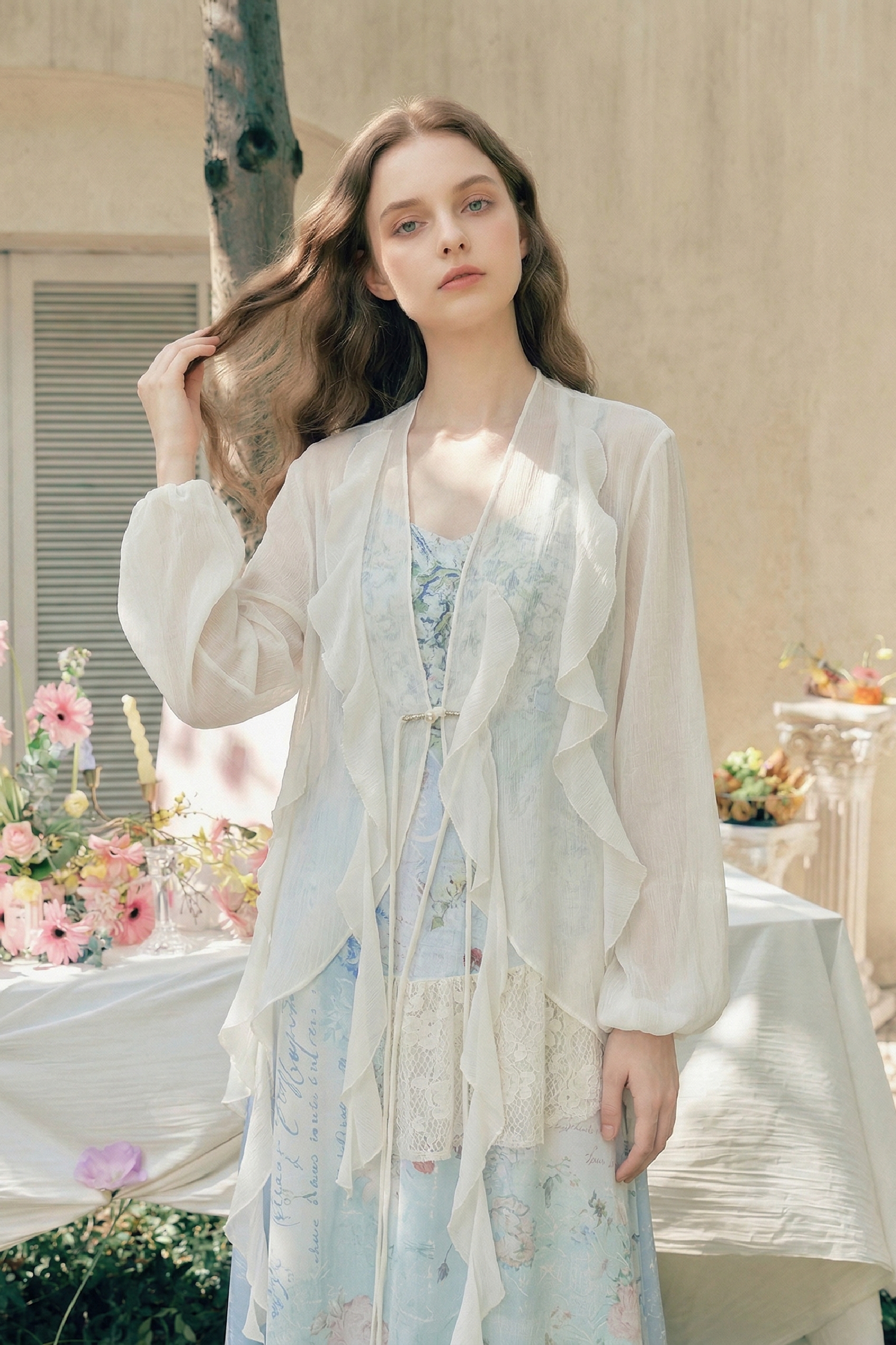 Ruffled Sun Protection Cardigan