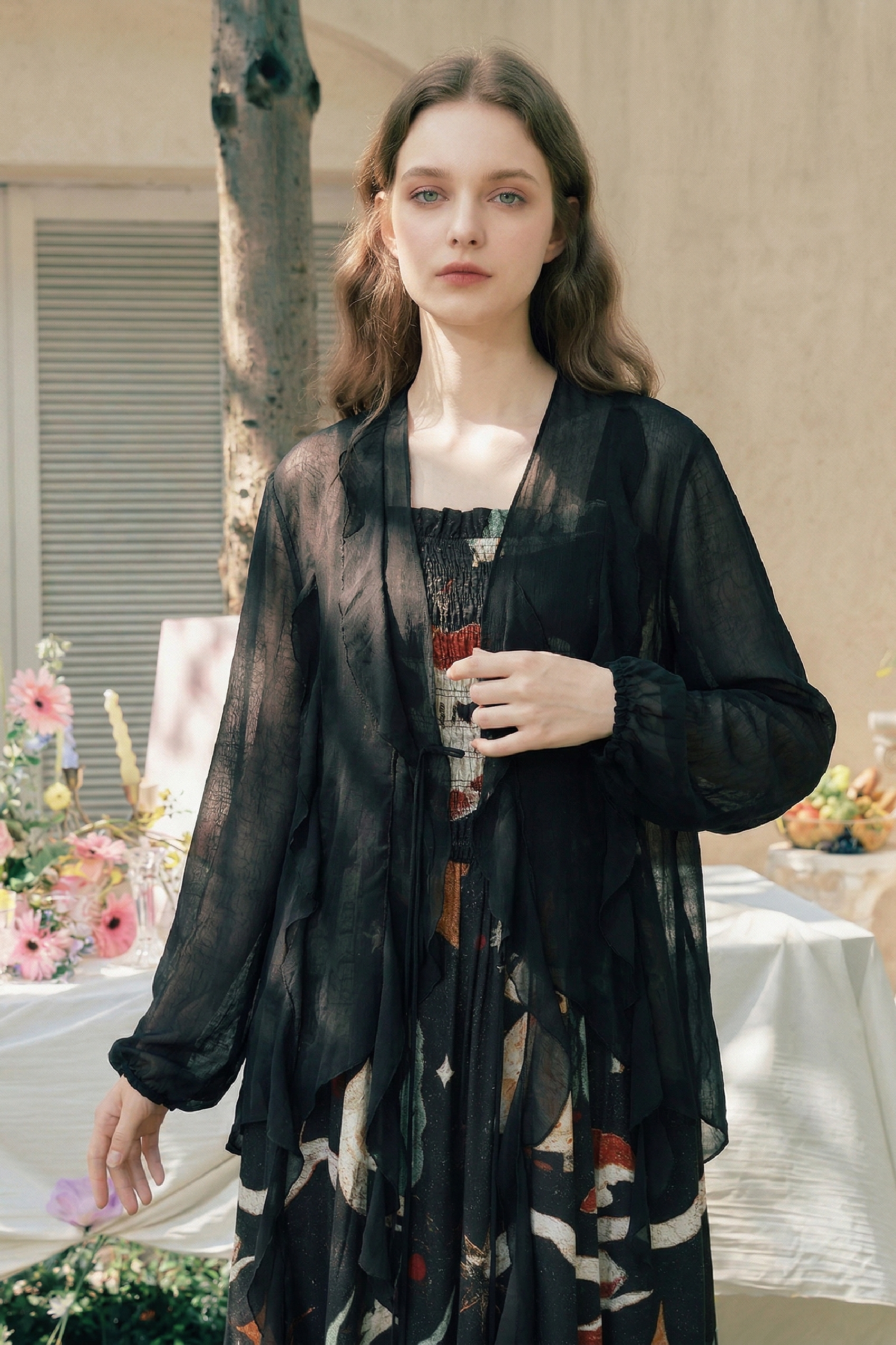 Ruffled Sun Protection Cardigan