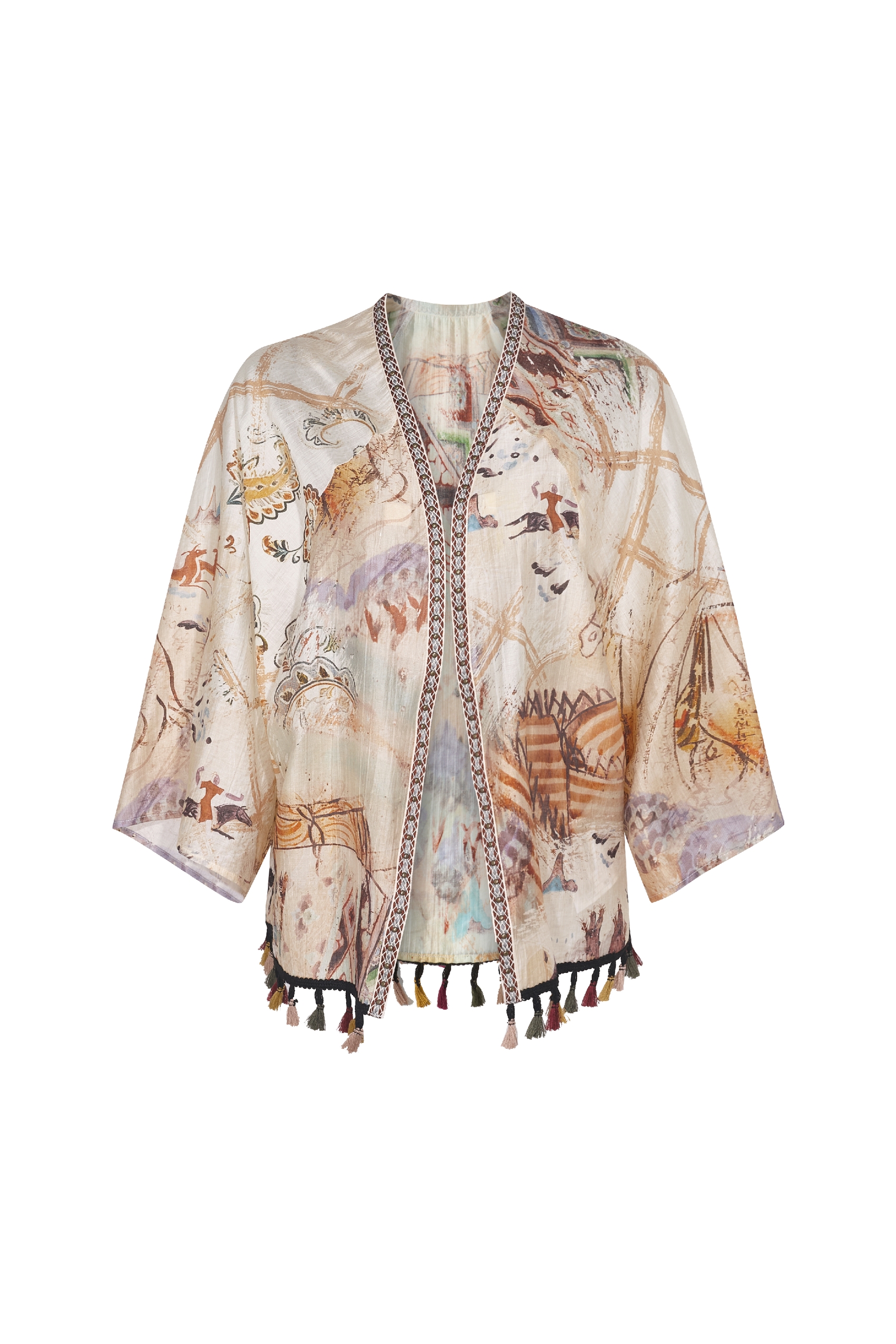 Printed Tassel Short Outerwear