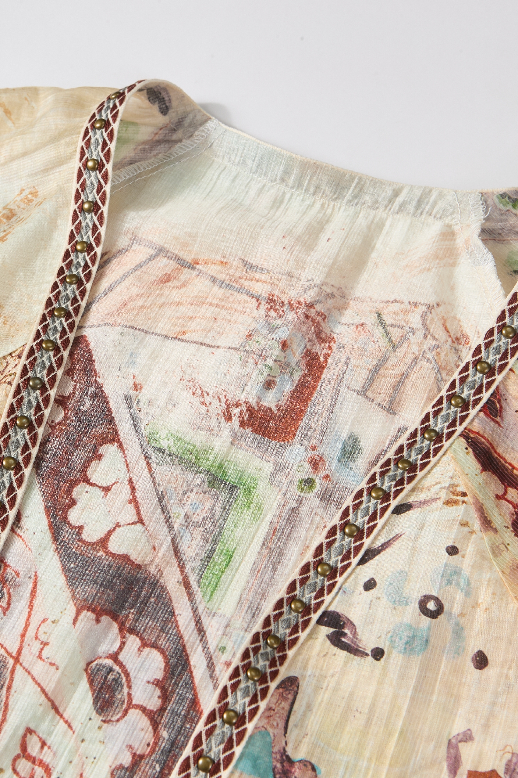 Printed Tassel Short Outerwear