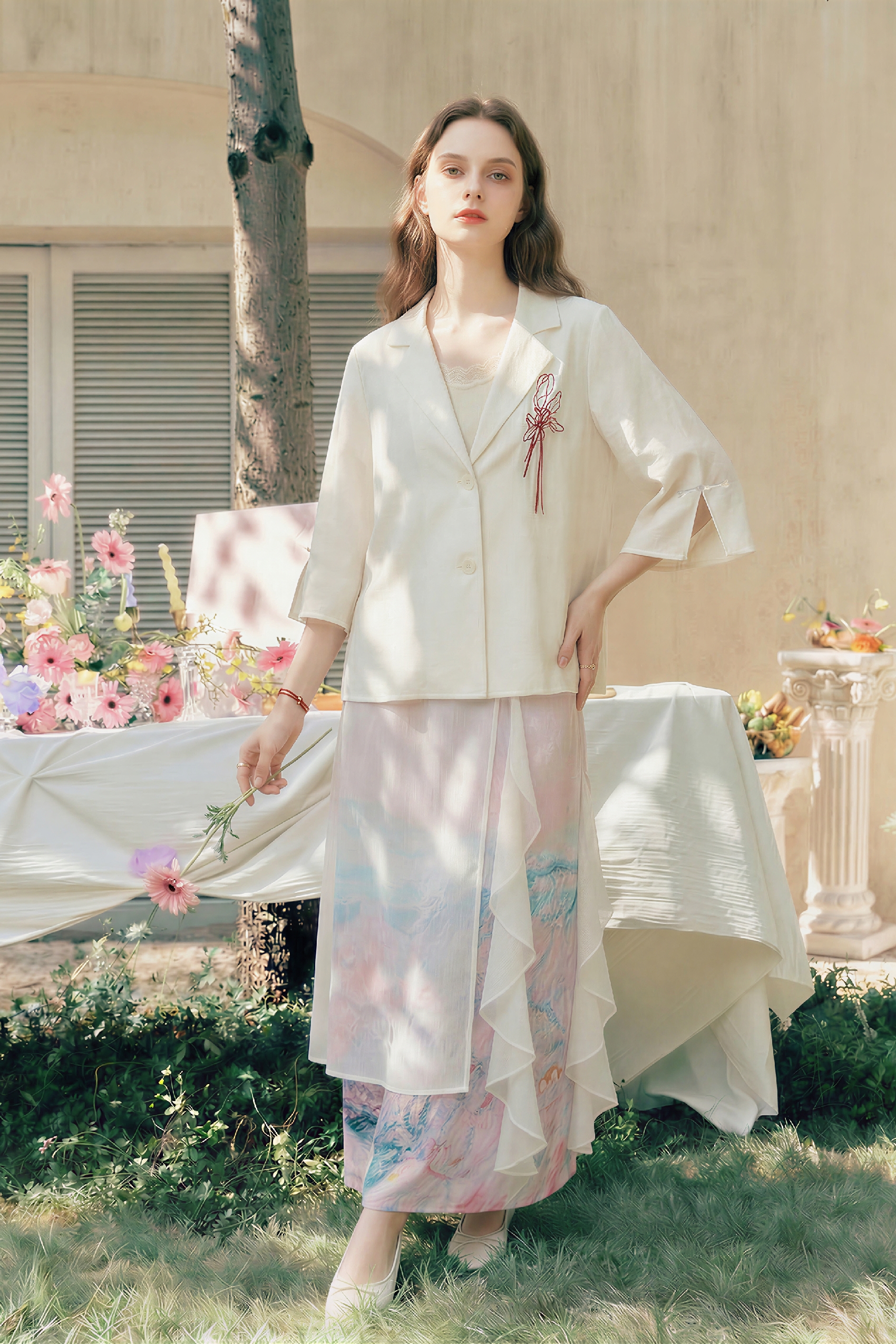 Rose Embroidered Blazer Jacket