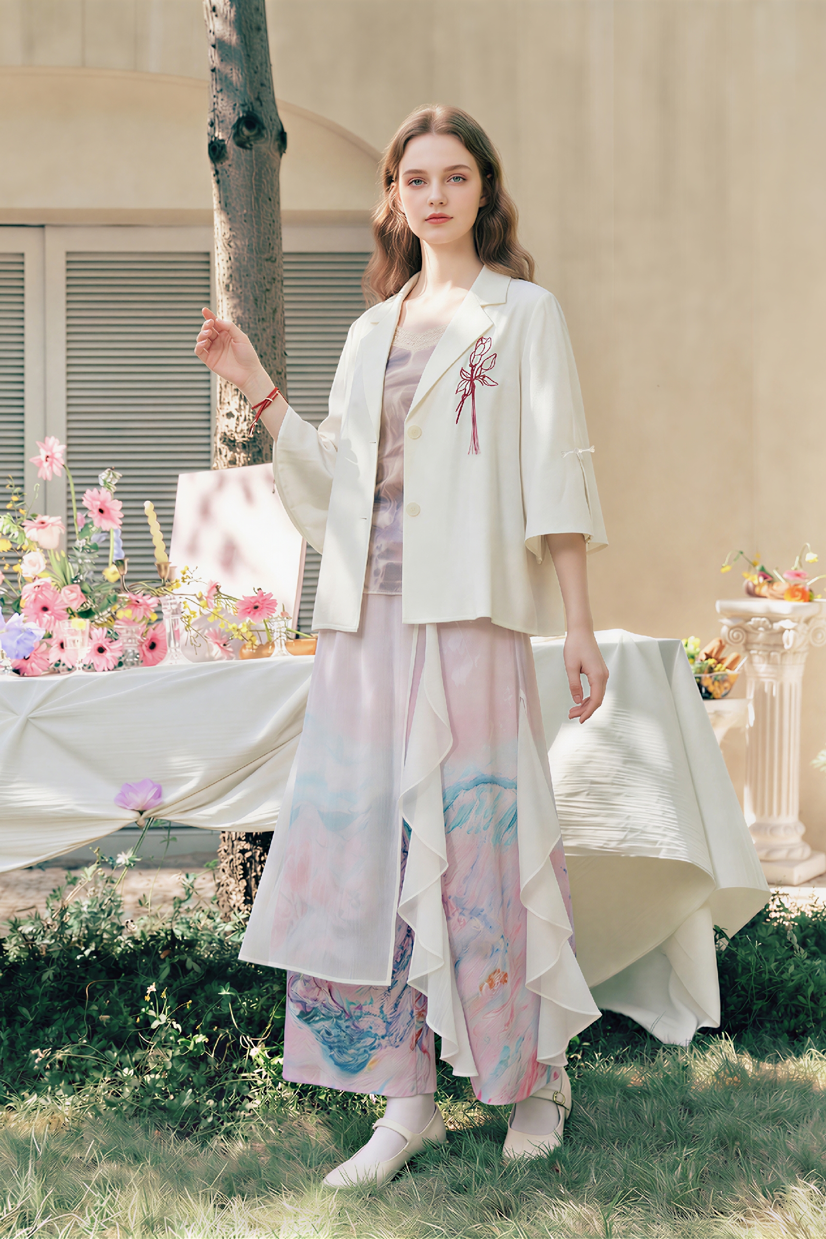 Rose Embroidered Blazer Jacket