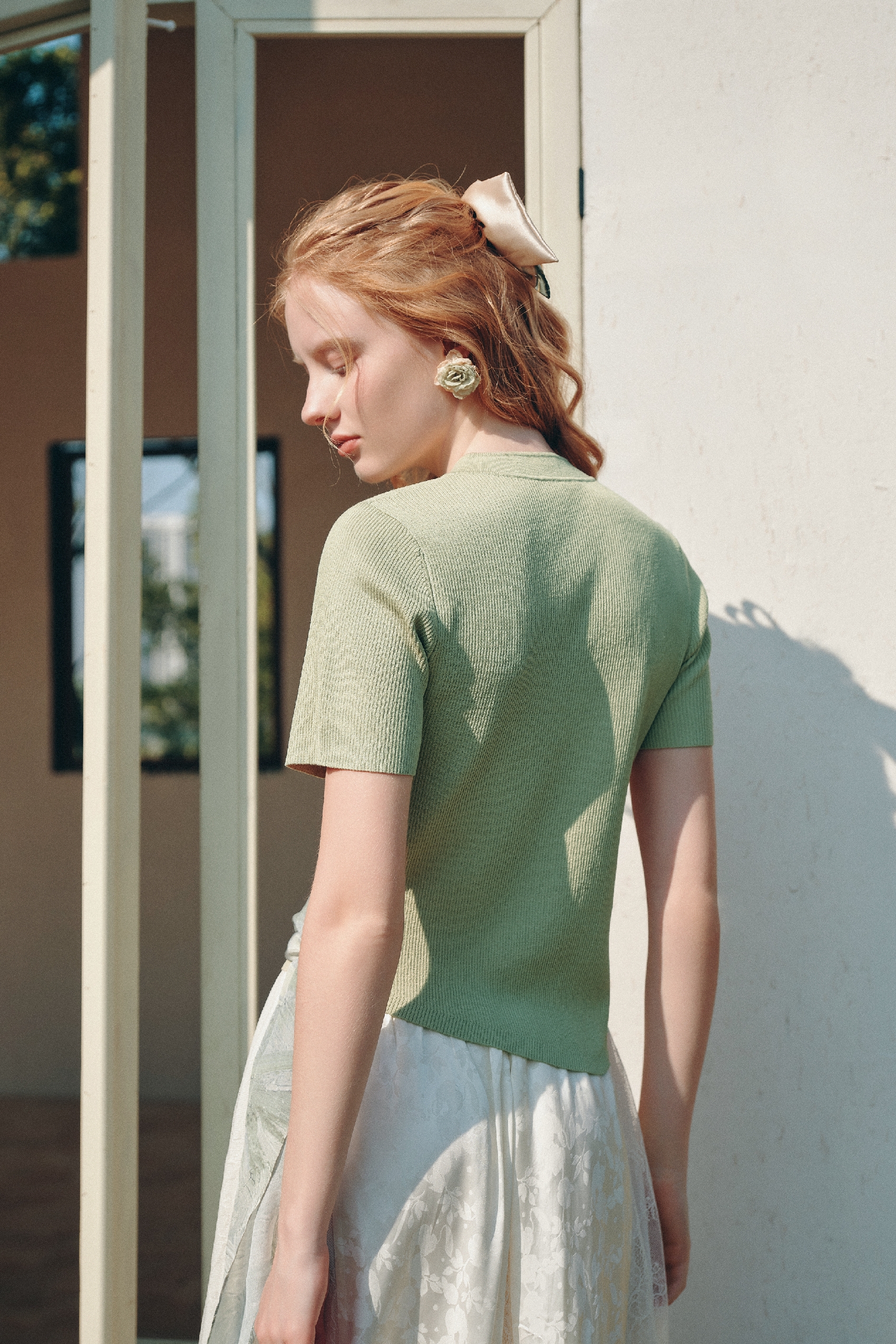 Printed Patchwork Knit Top