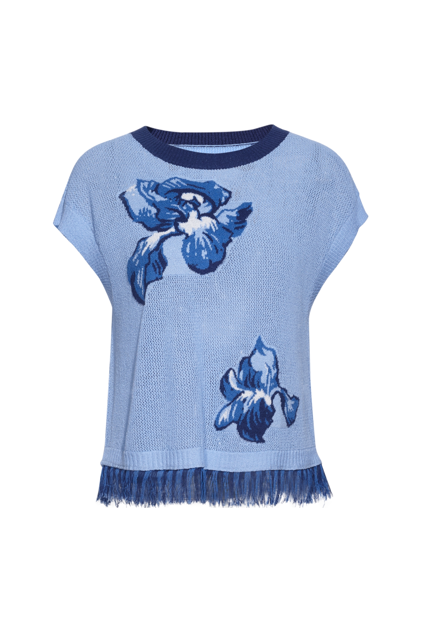 Fringe Short Sleeve Knit Top