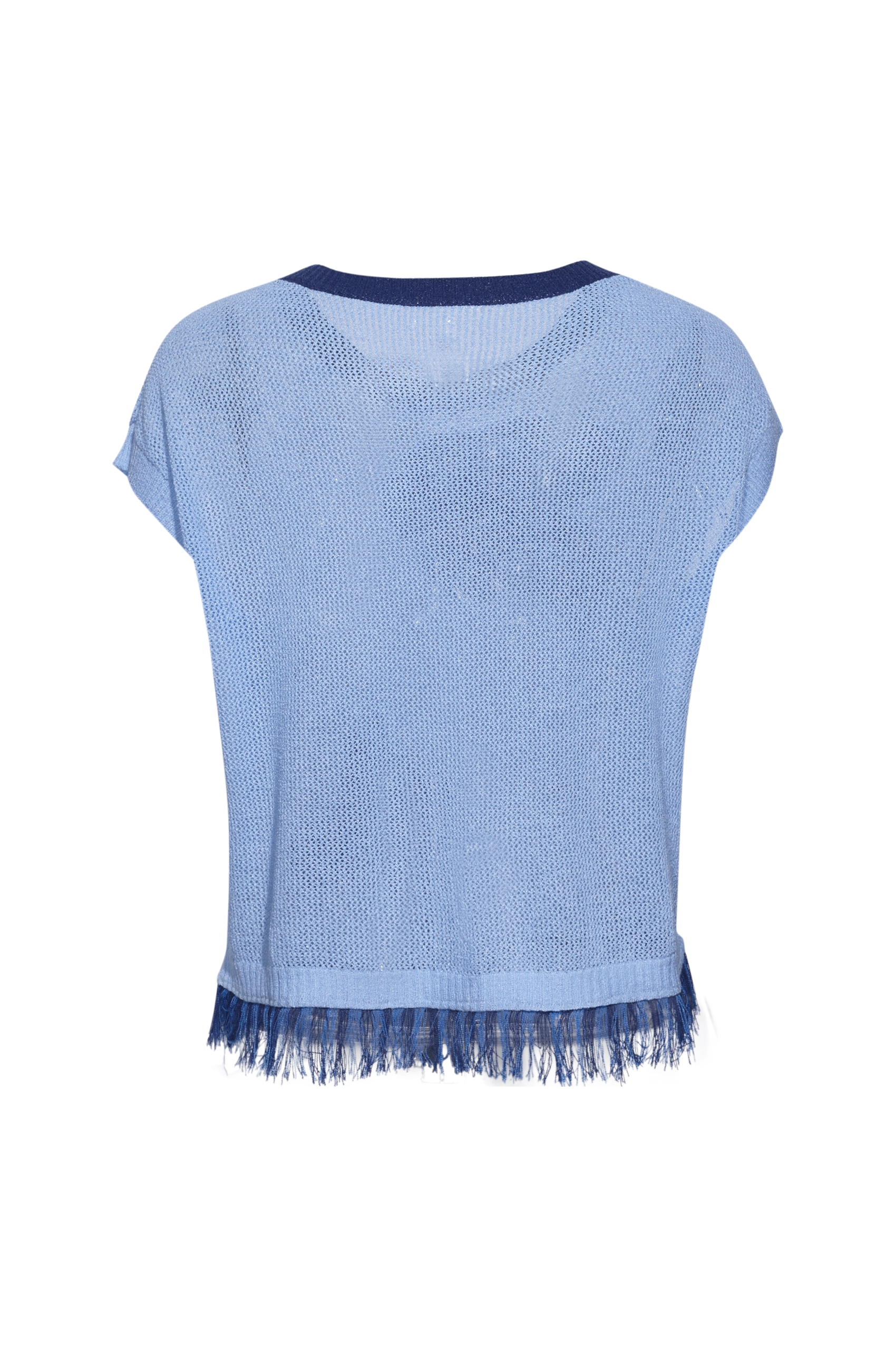 Fringe Short Sleeve Knit Top