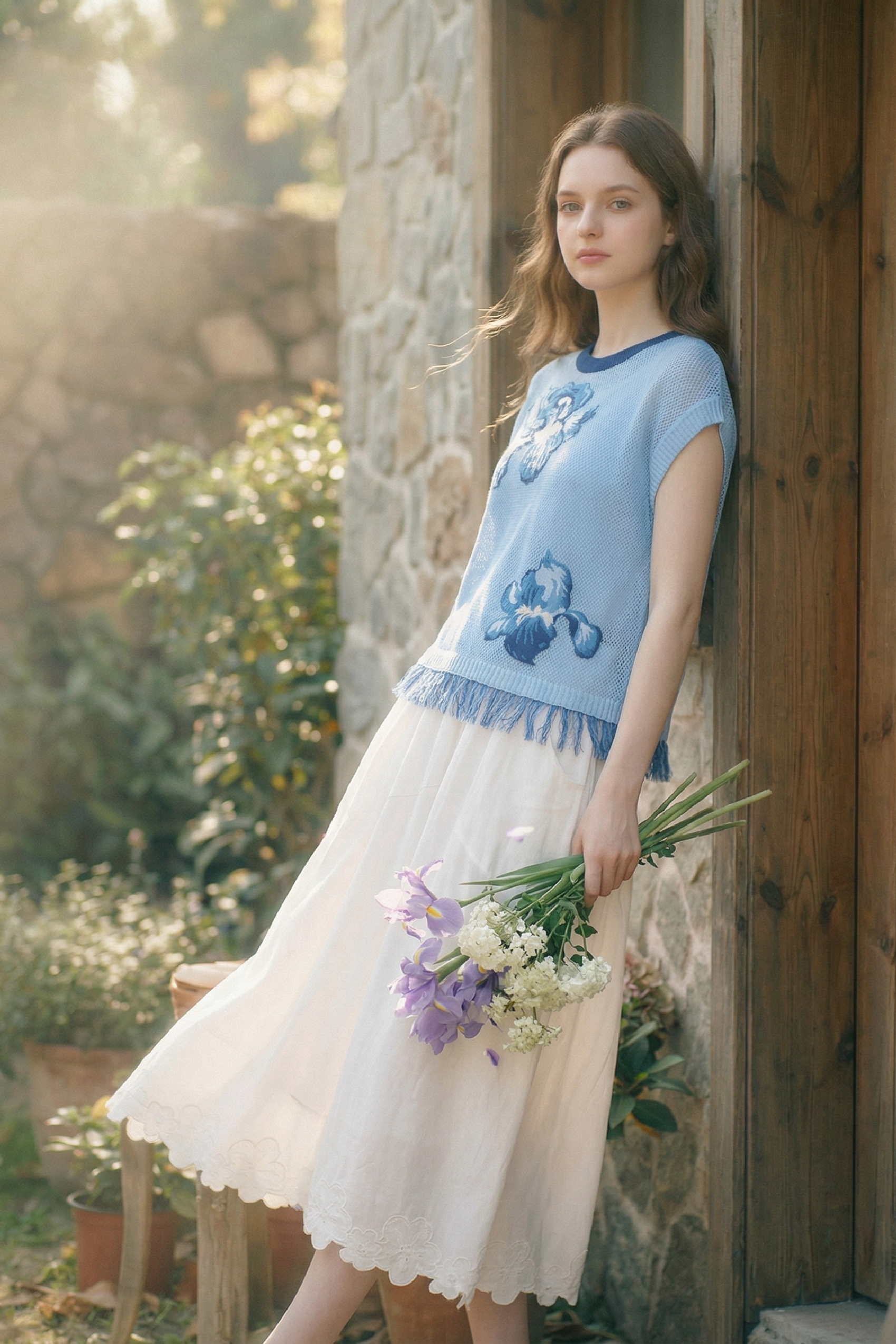 Fringe Short Sleeve Knit Top