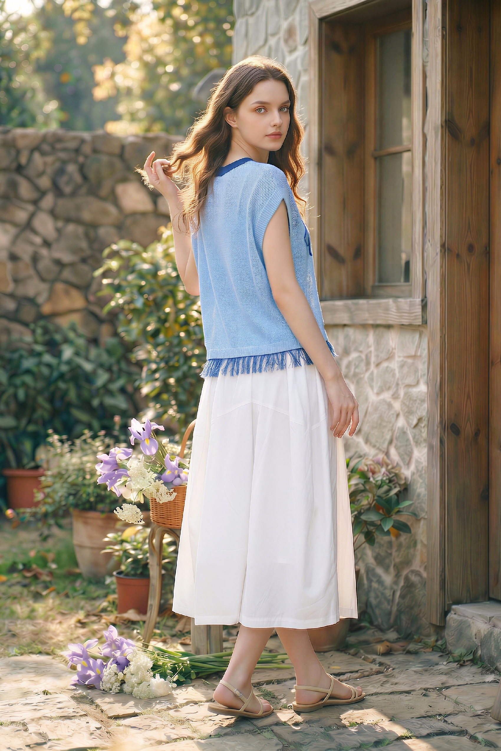 Fringe Short Sleeve Knit Top