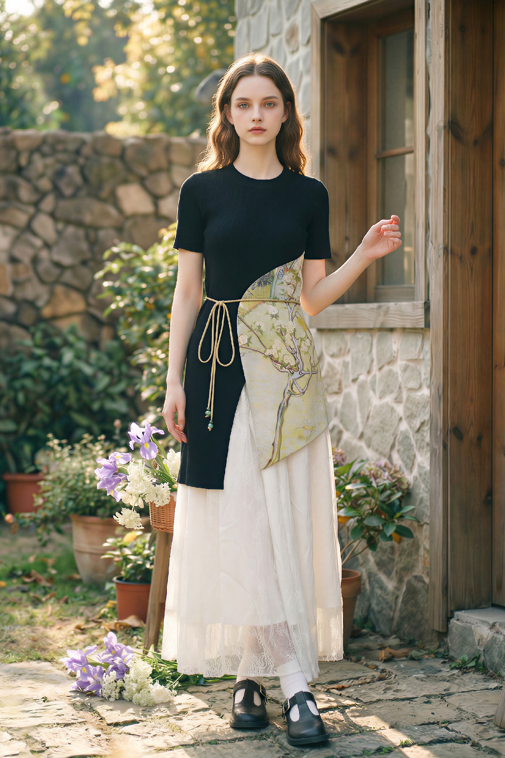 Printed Short Sleeve Knit Top-LYONSENS