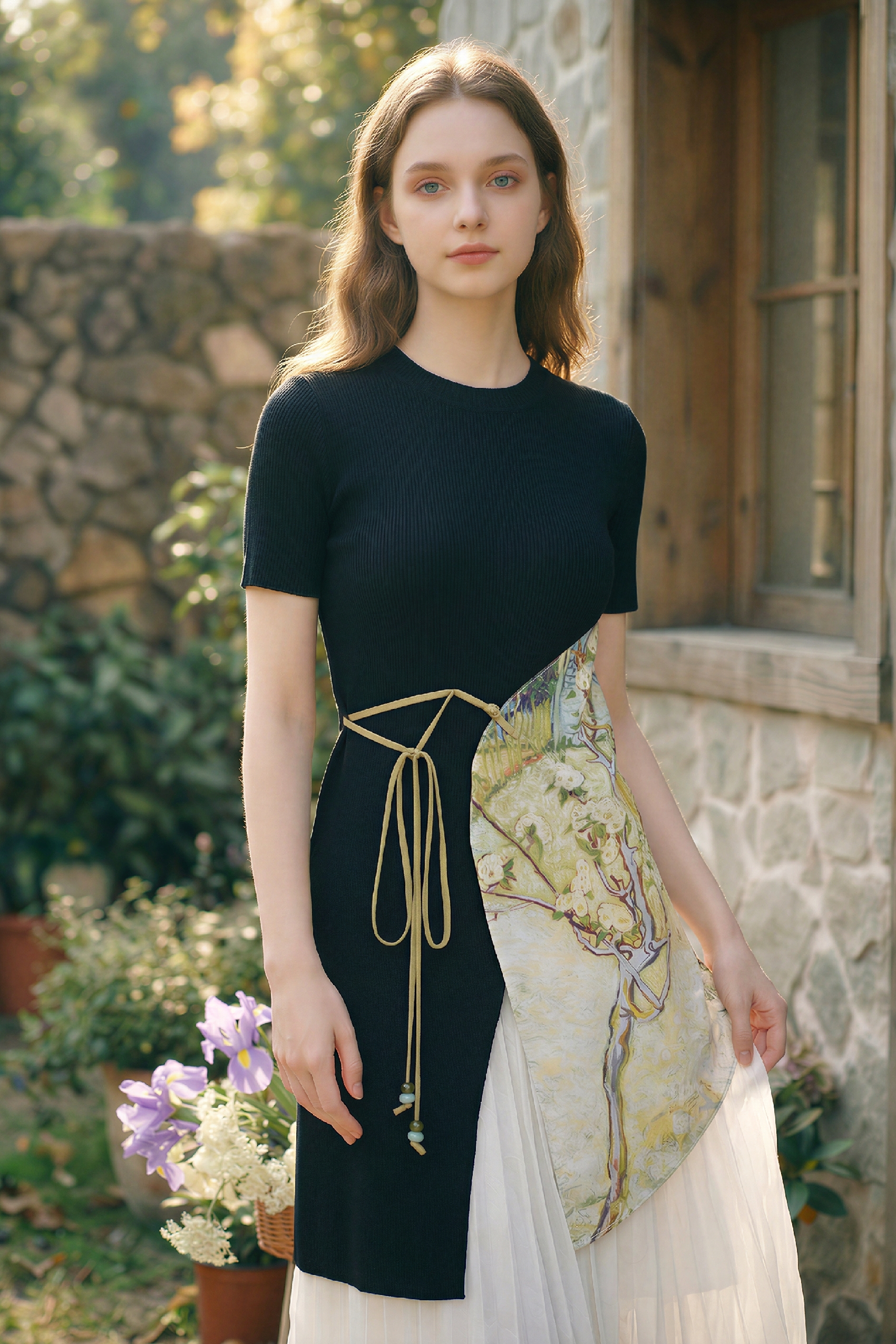 Printed Short Sleeve Knit Top-LYONSENS