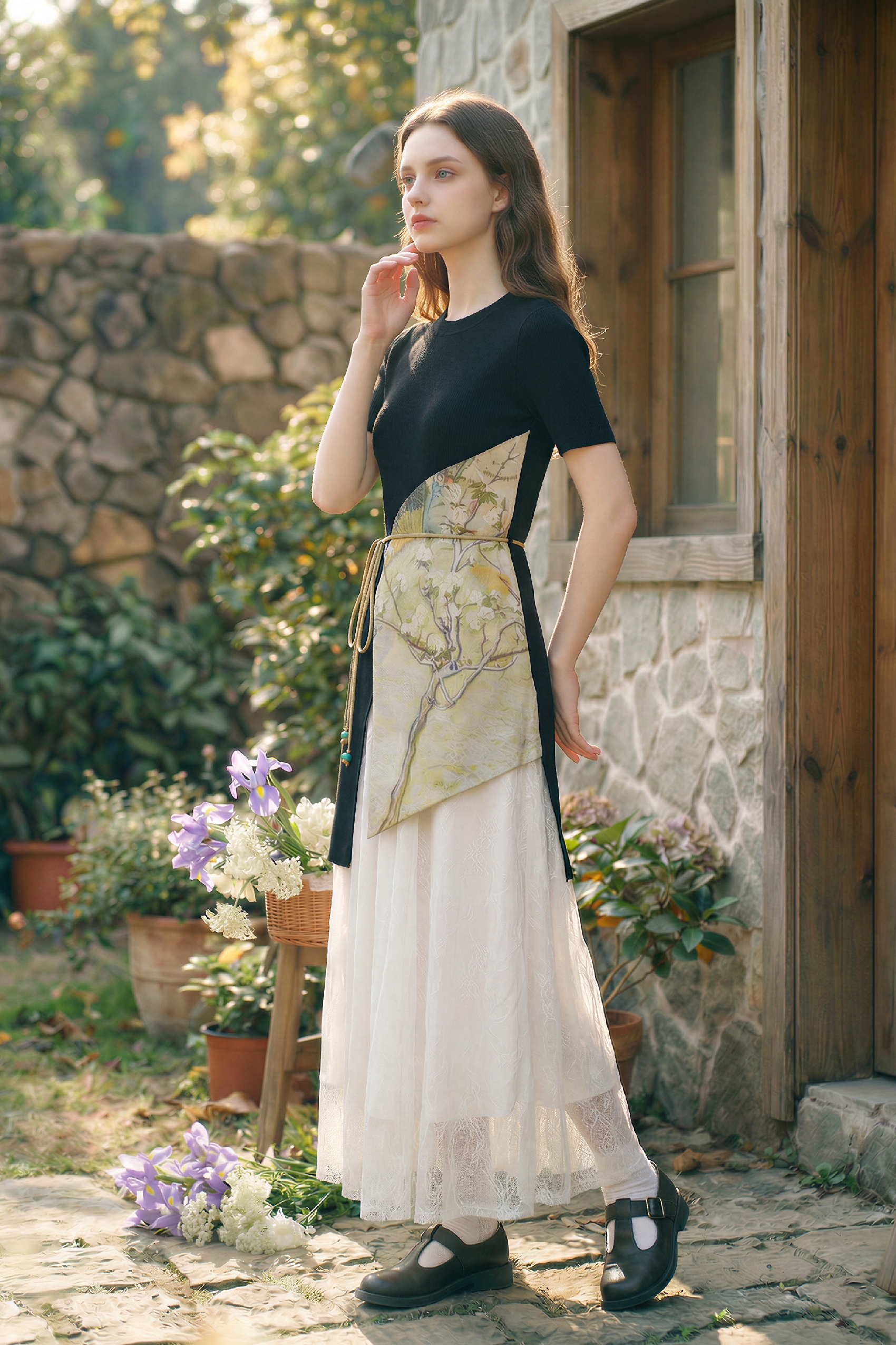 Printed Short Sleeve Knit Top-LYONSENS
