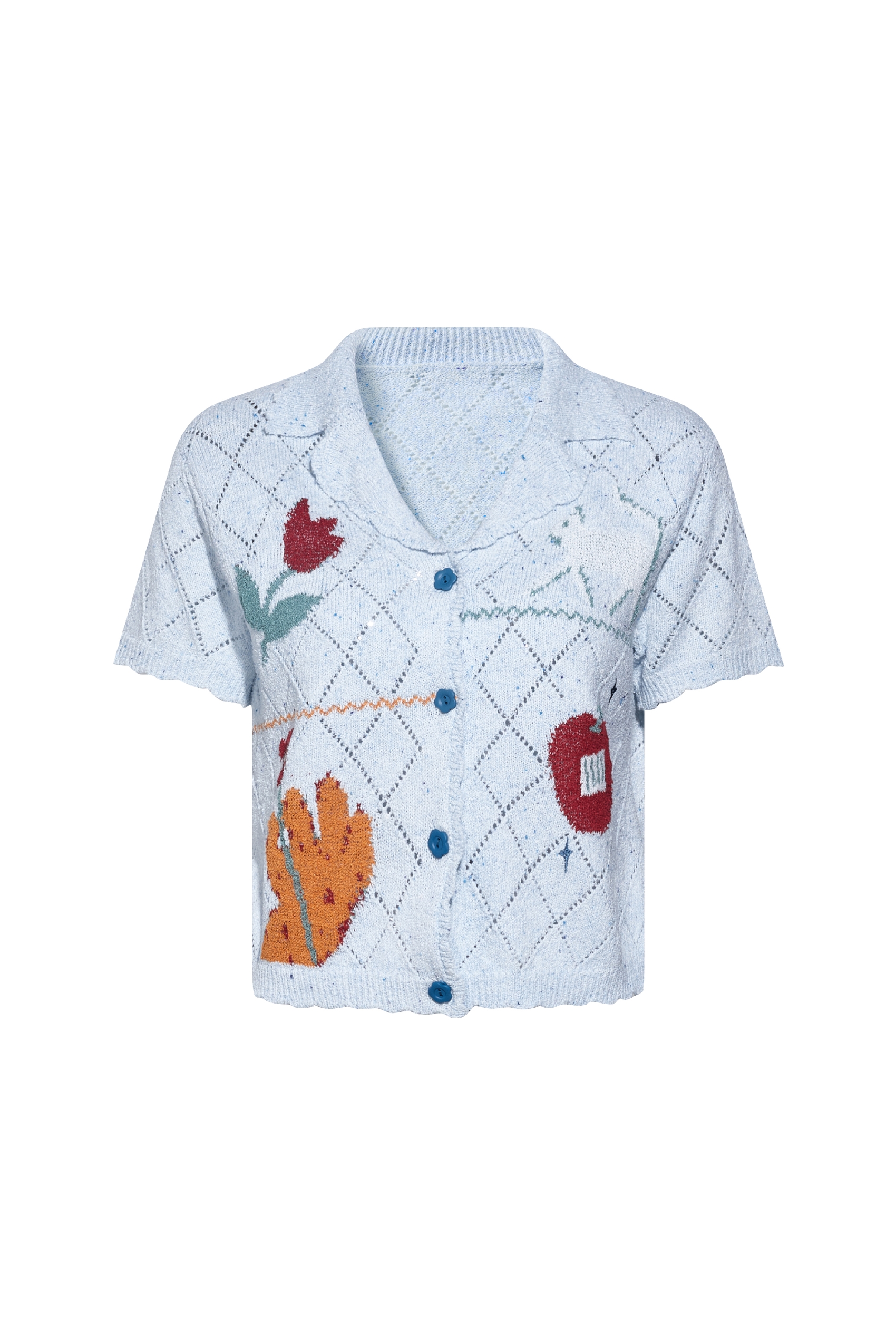 Jacquard Lapel Knit Top