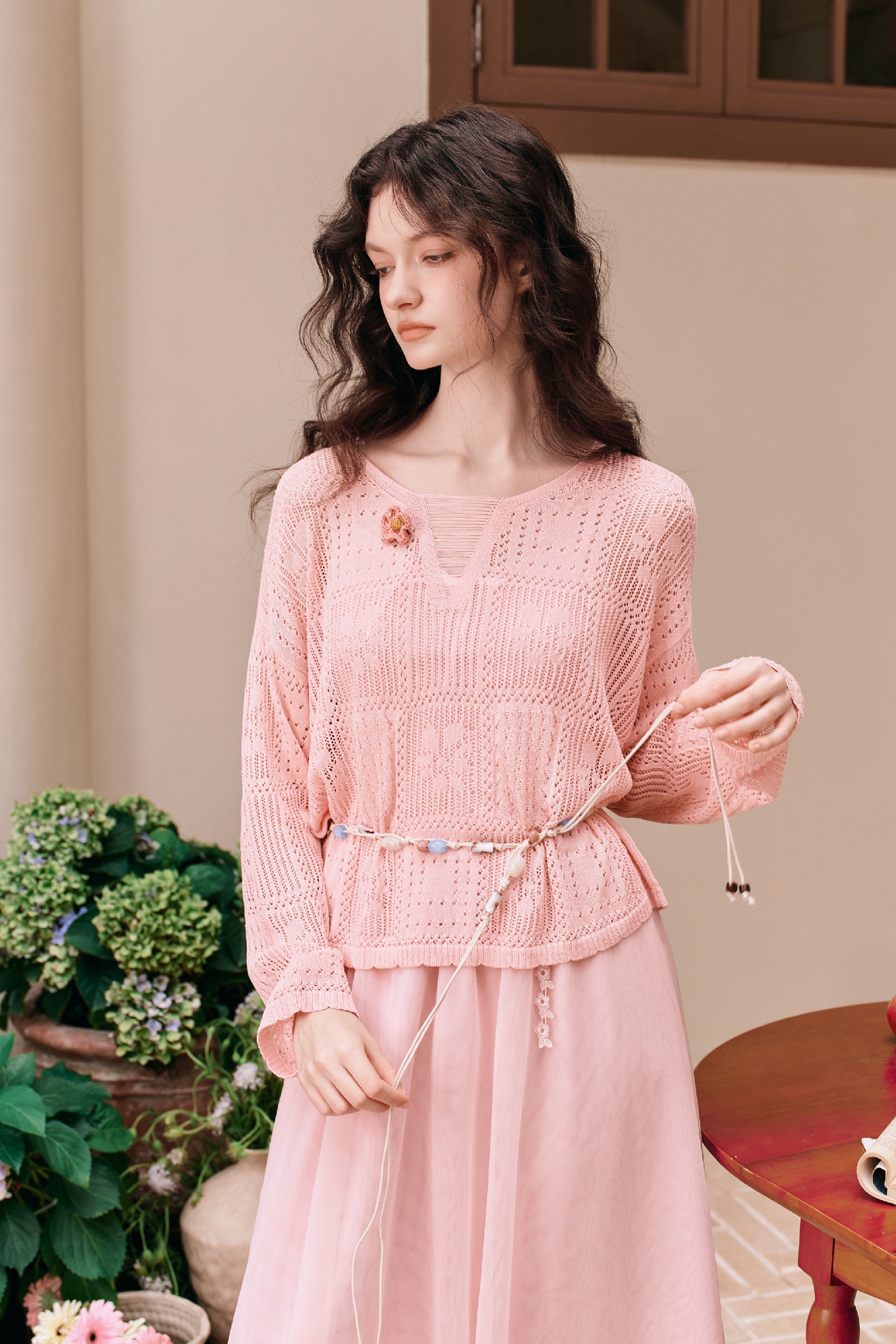Tie-waist Knit Top