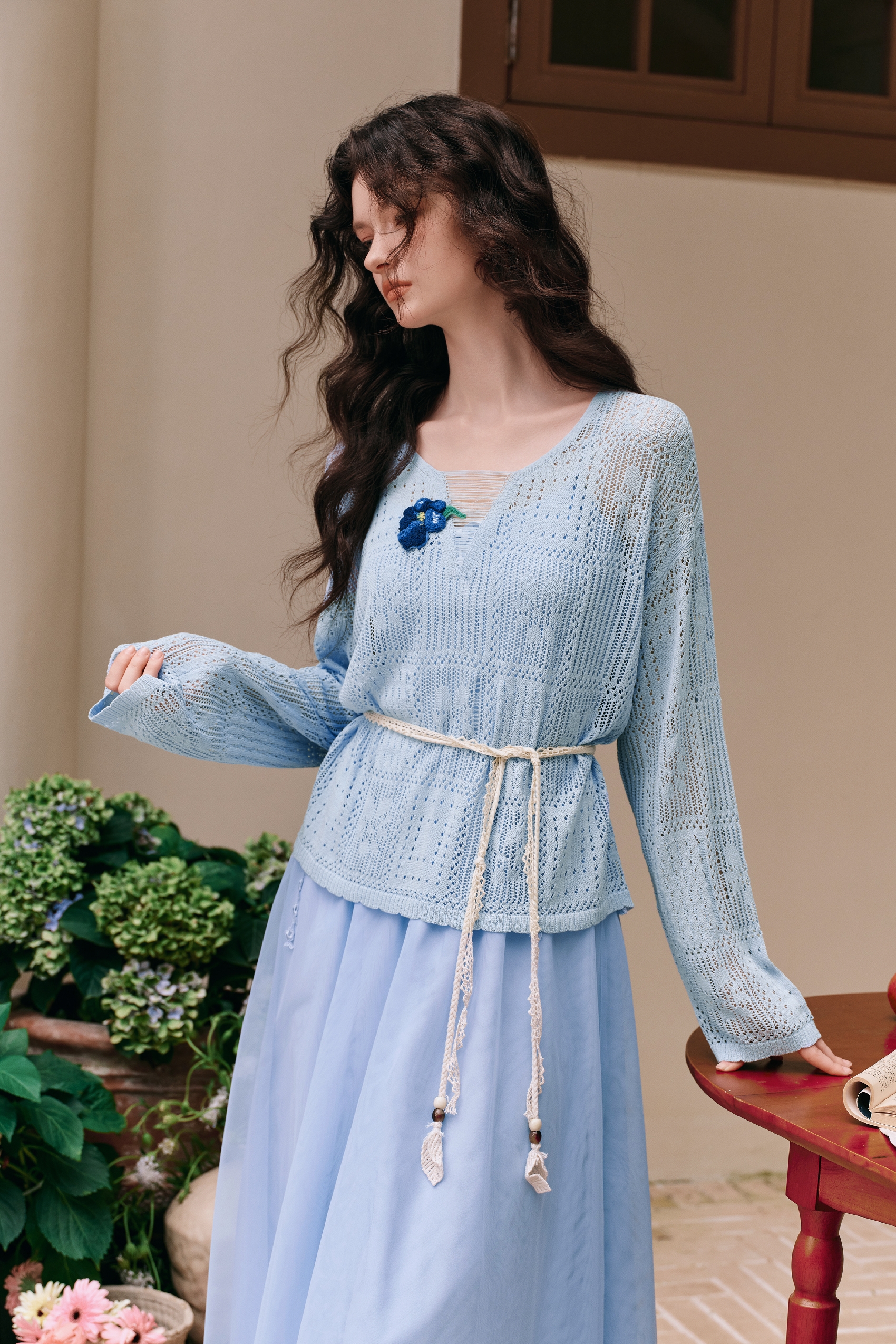 Tie-waist Knit Top