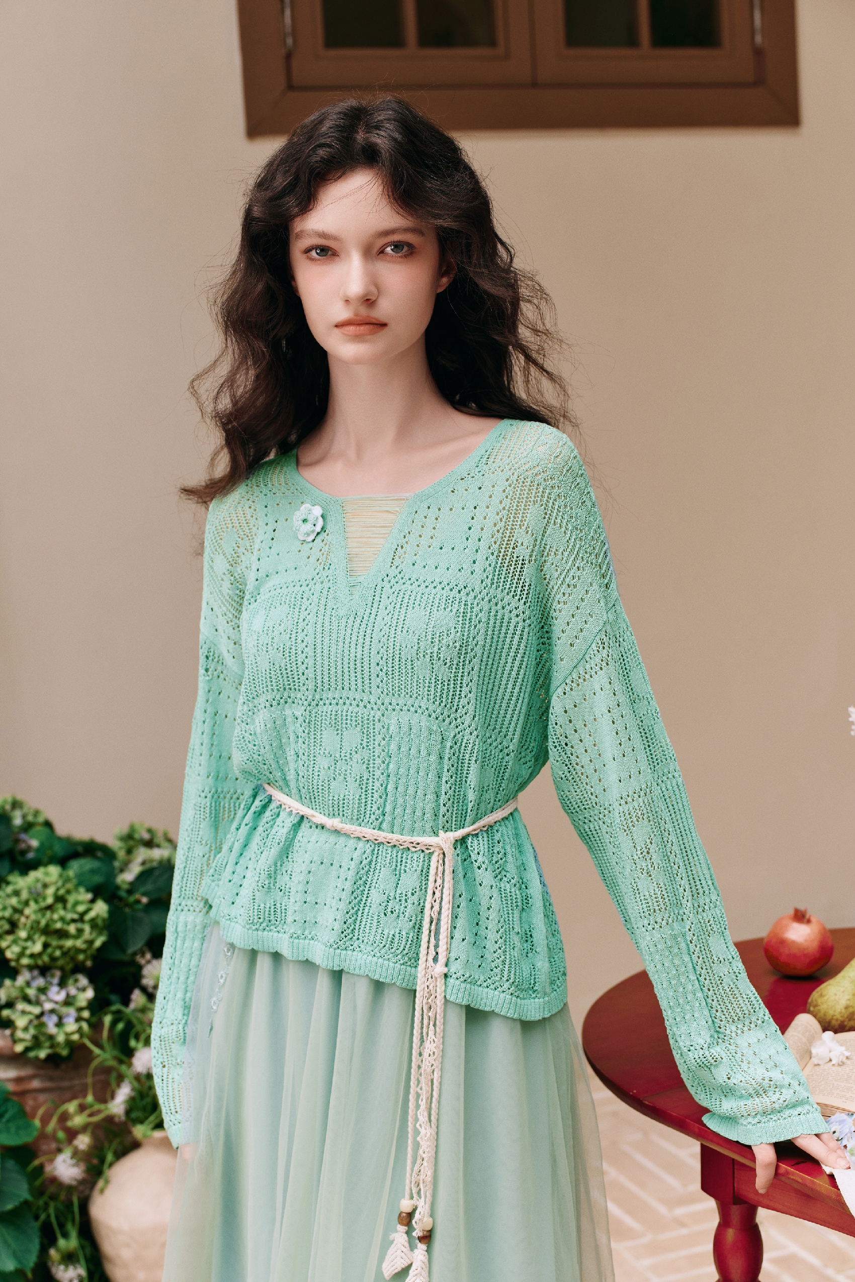 Tie-waist Knit Top