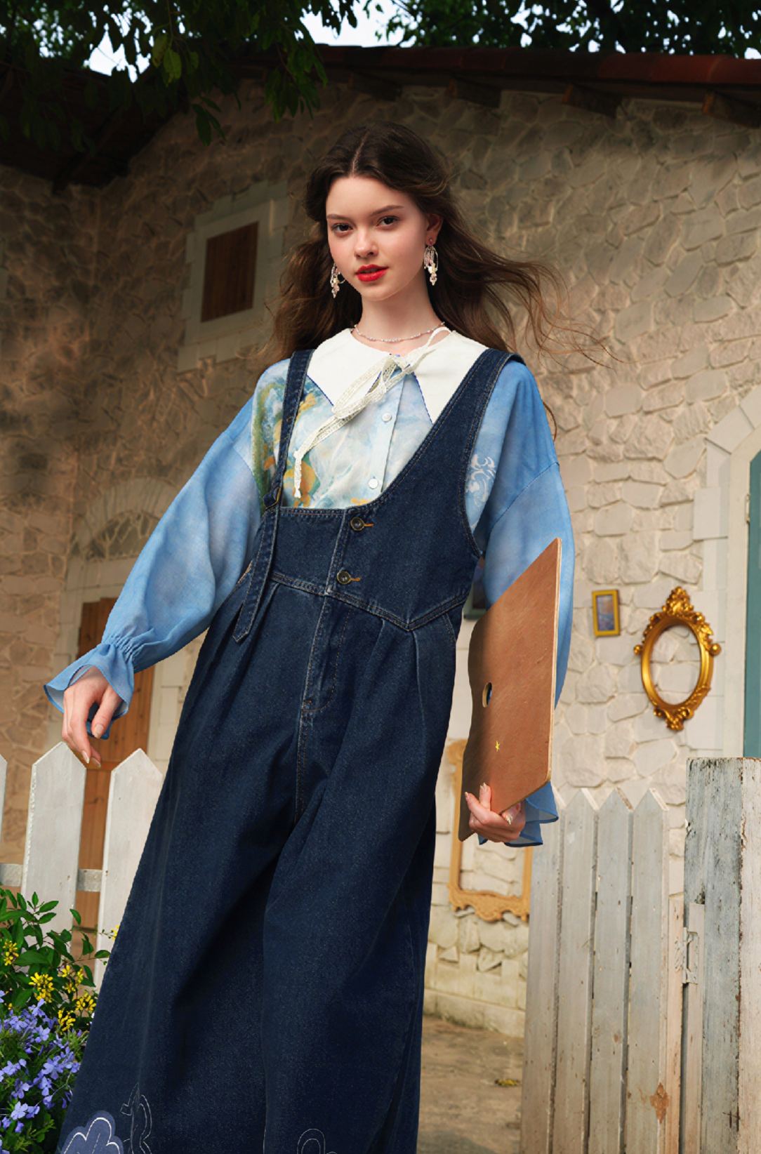 High-Waisted Wide-Leg Overalls