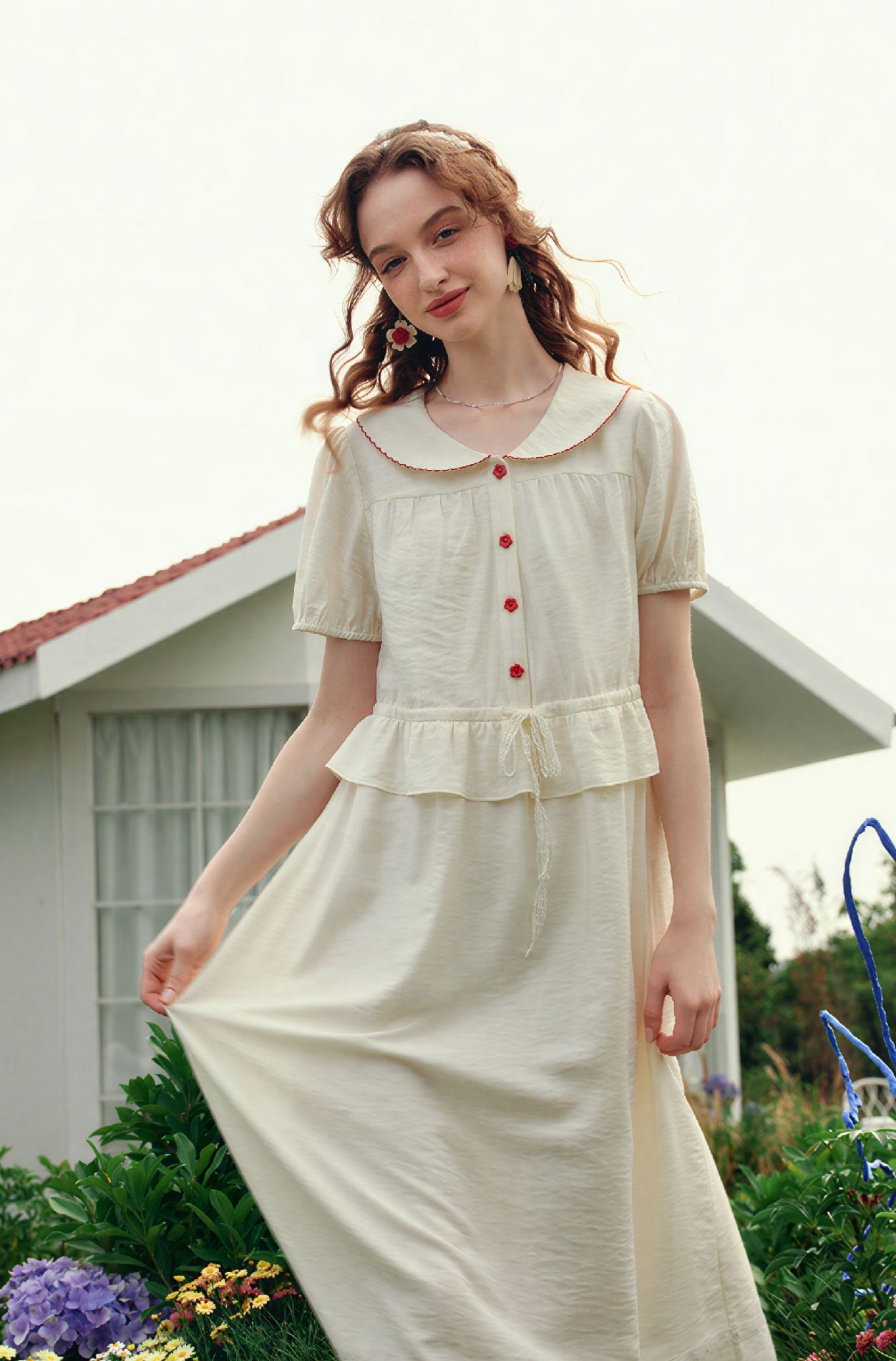 Pink French Style Short-Sleeve Dress