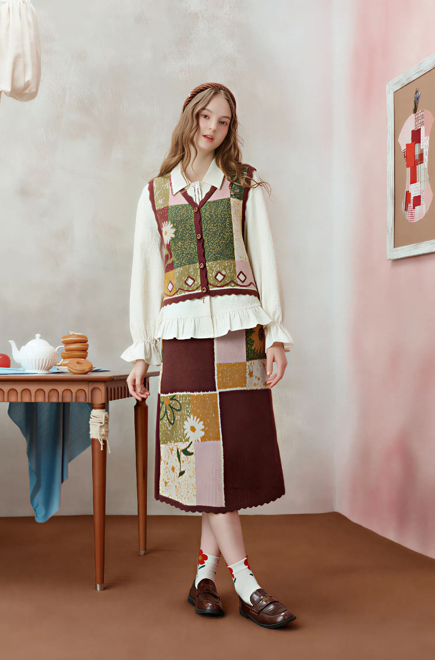 Designer Knit Vest & Skirt Set