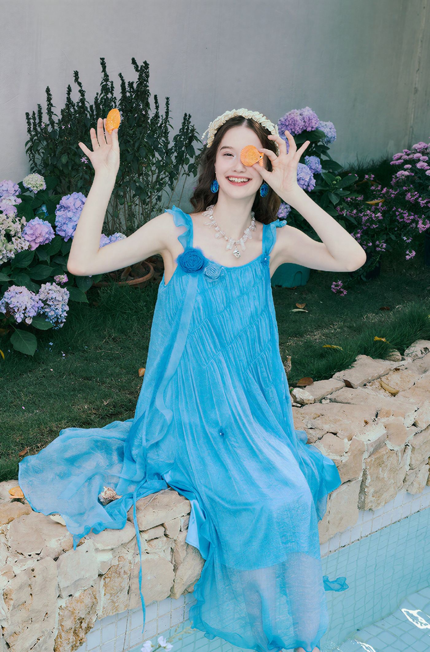 Sweet Blue Flowing Strappy Dress