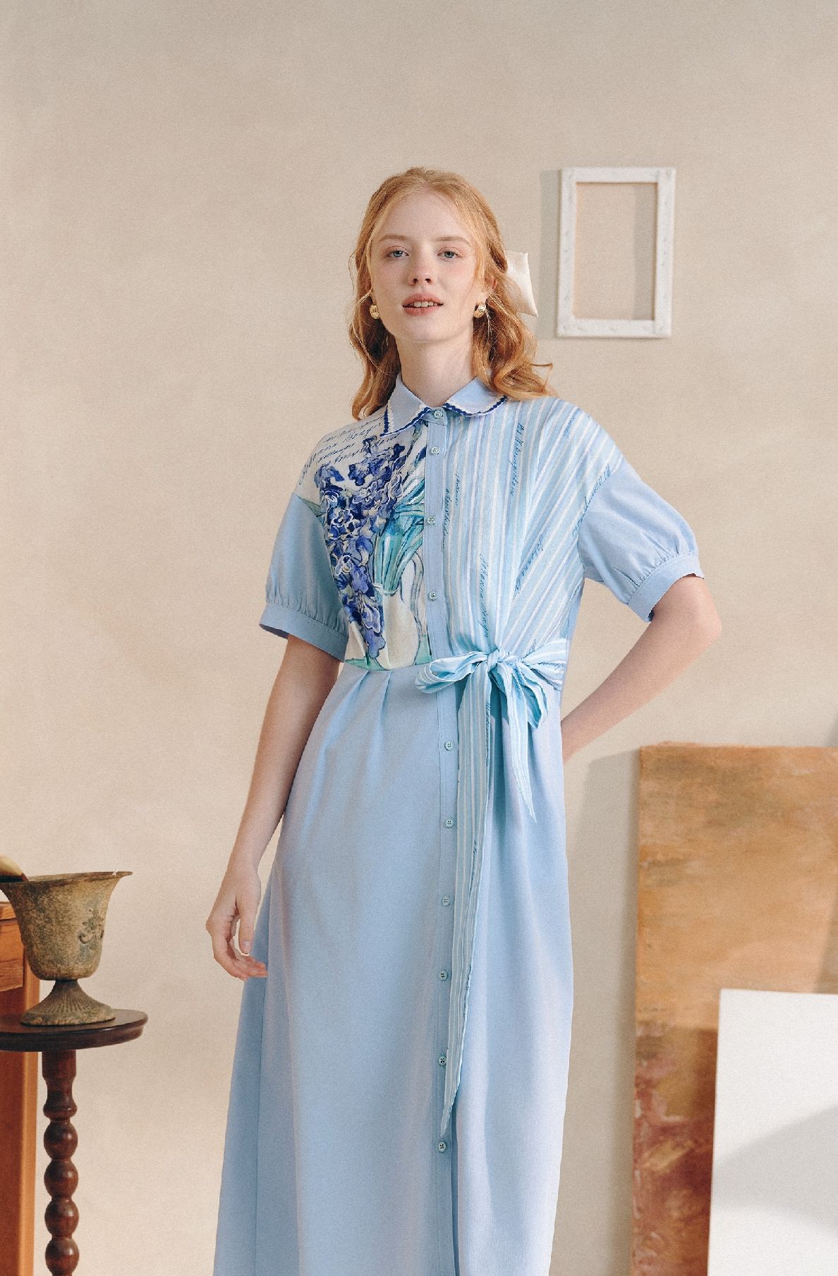 Waist-Cinching Printed Dress