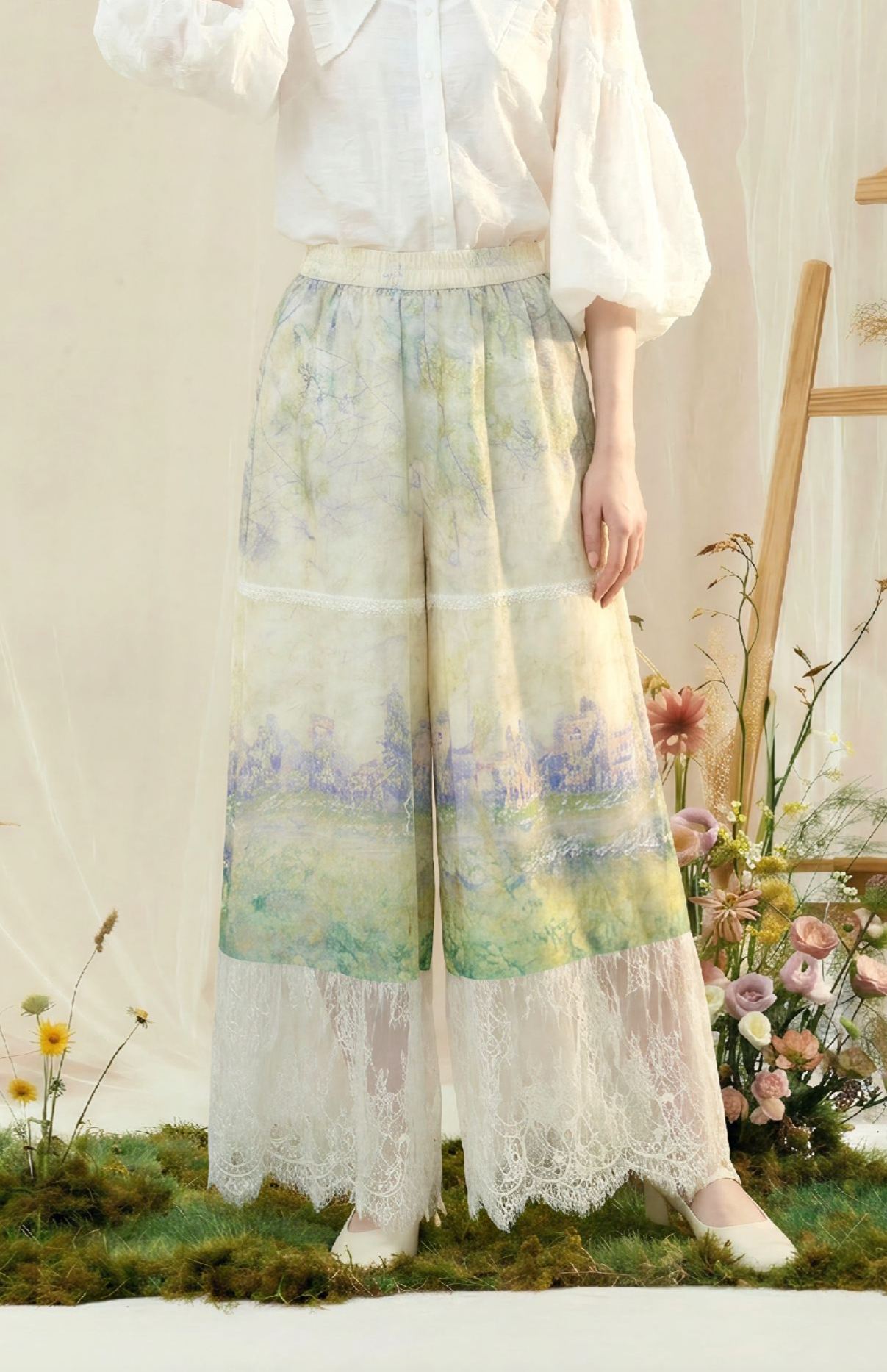 Lace Patchwork Casual Pants