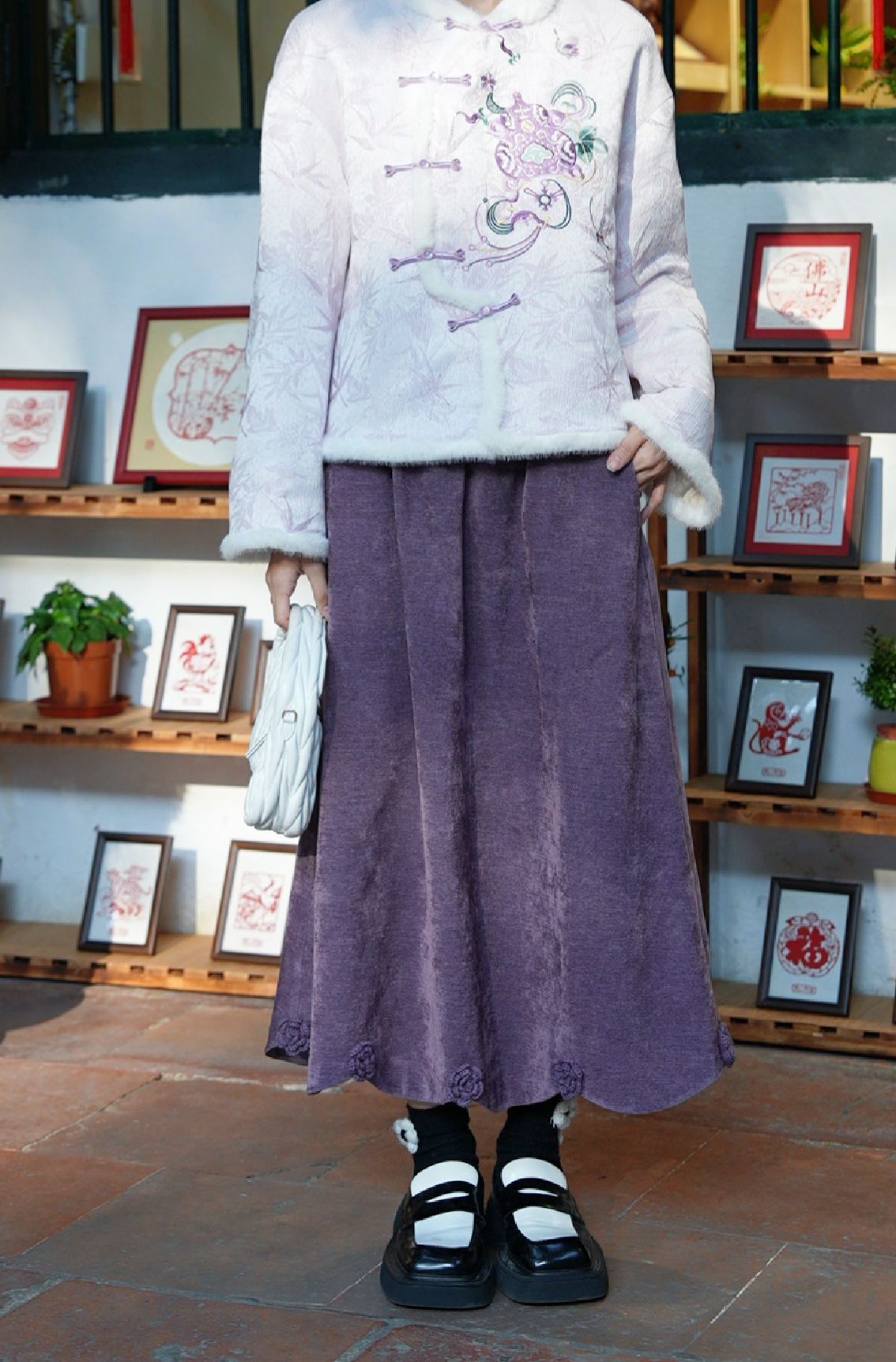 Vintage Chenille High-Waisted Skirt-LYONSENS