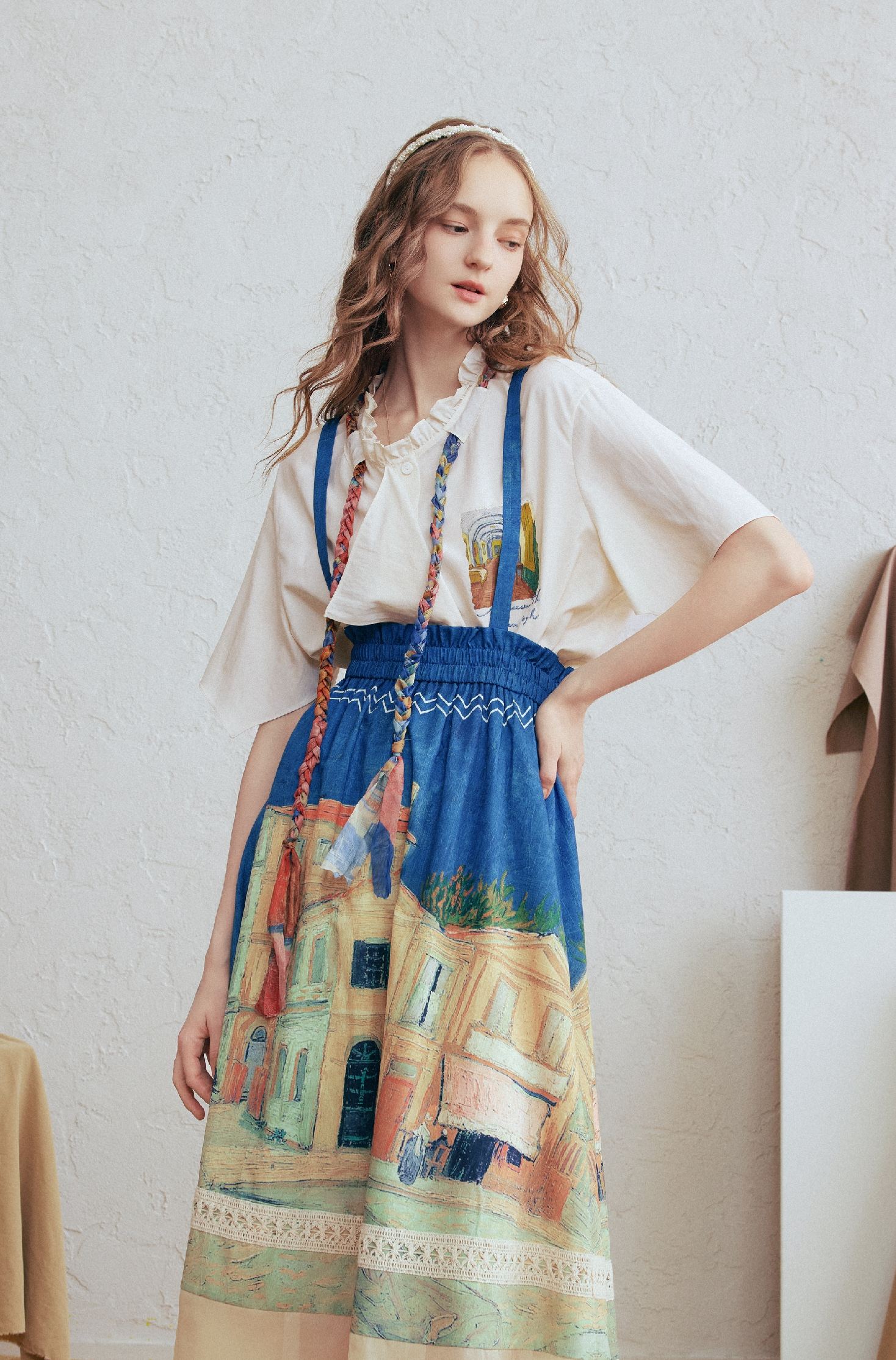 Vintage Floral Suspender Skirt