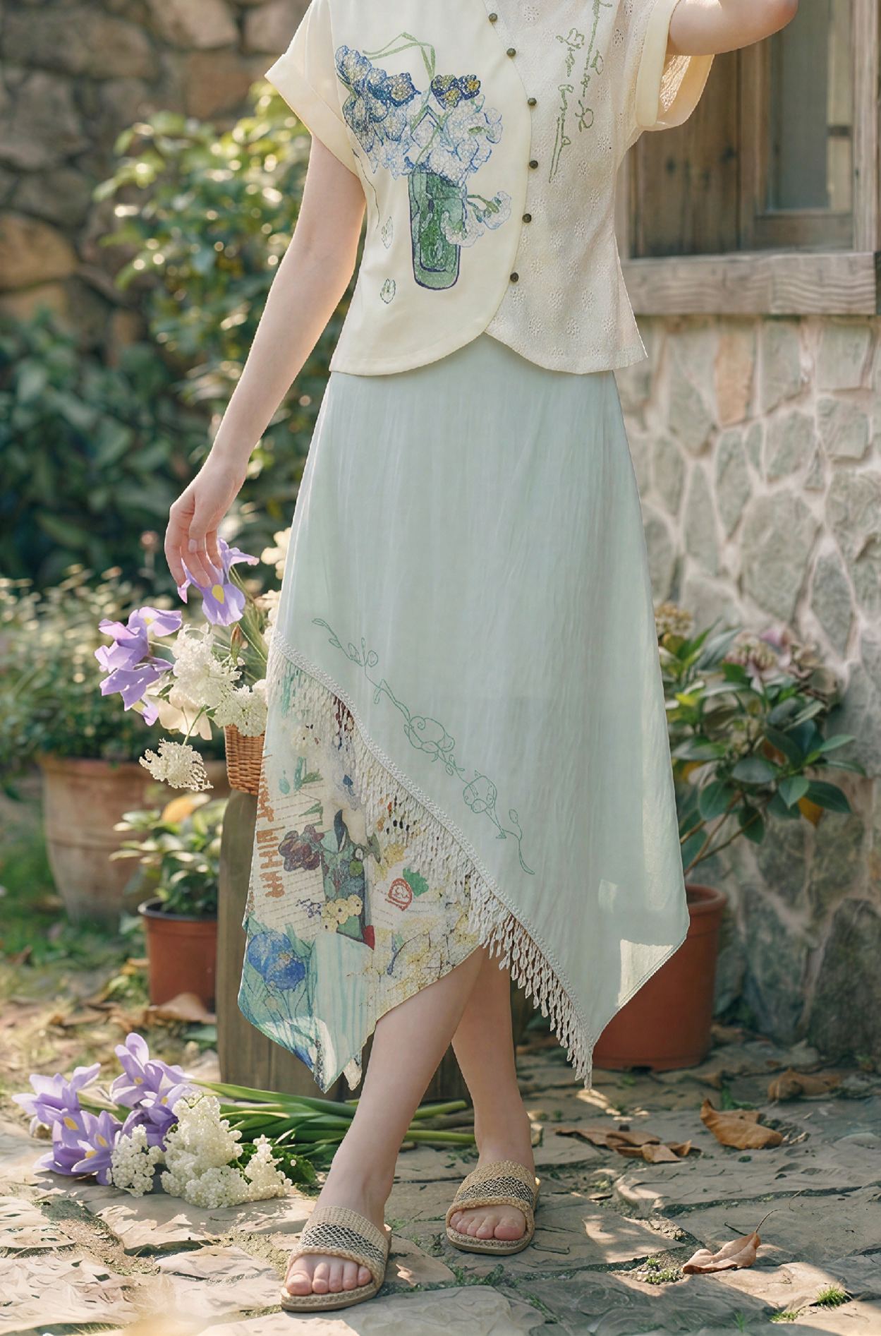 Asymmetrical Fringe Skirt
