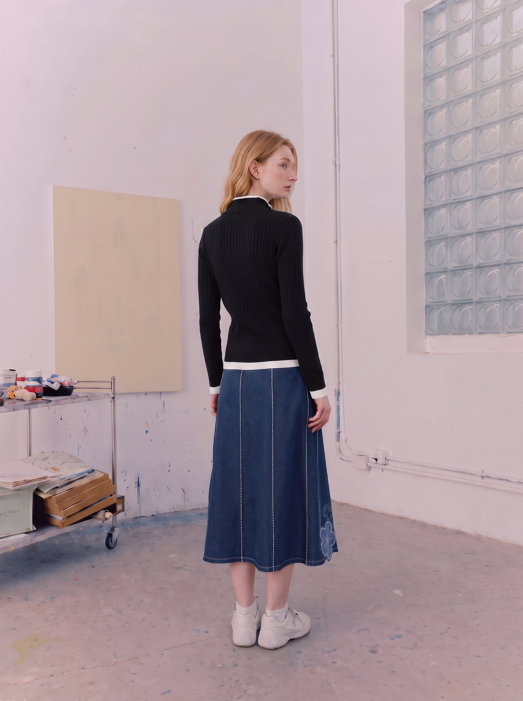 Minimalist collared cropped knit top-LYONSENS